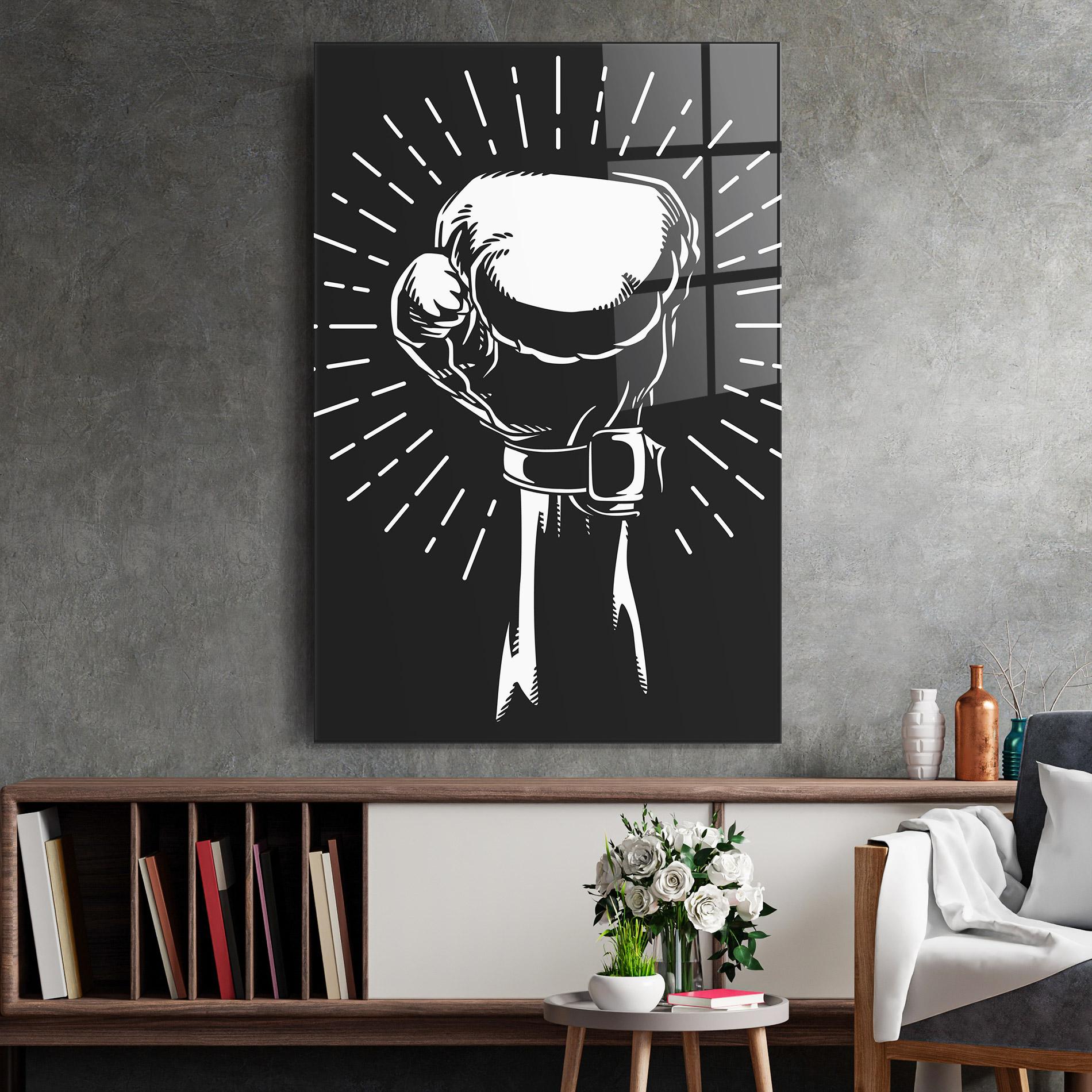 Glasbild Grey Hand Boxing mockup 2