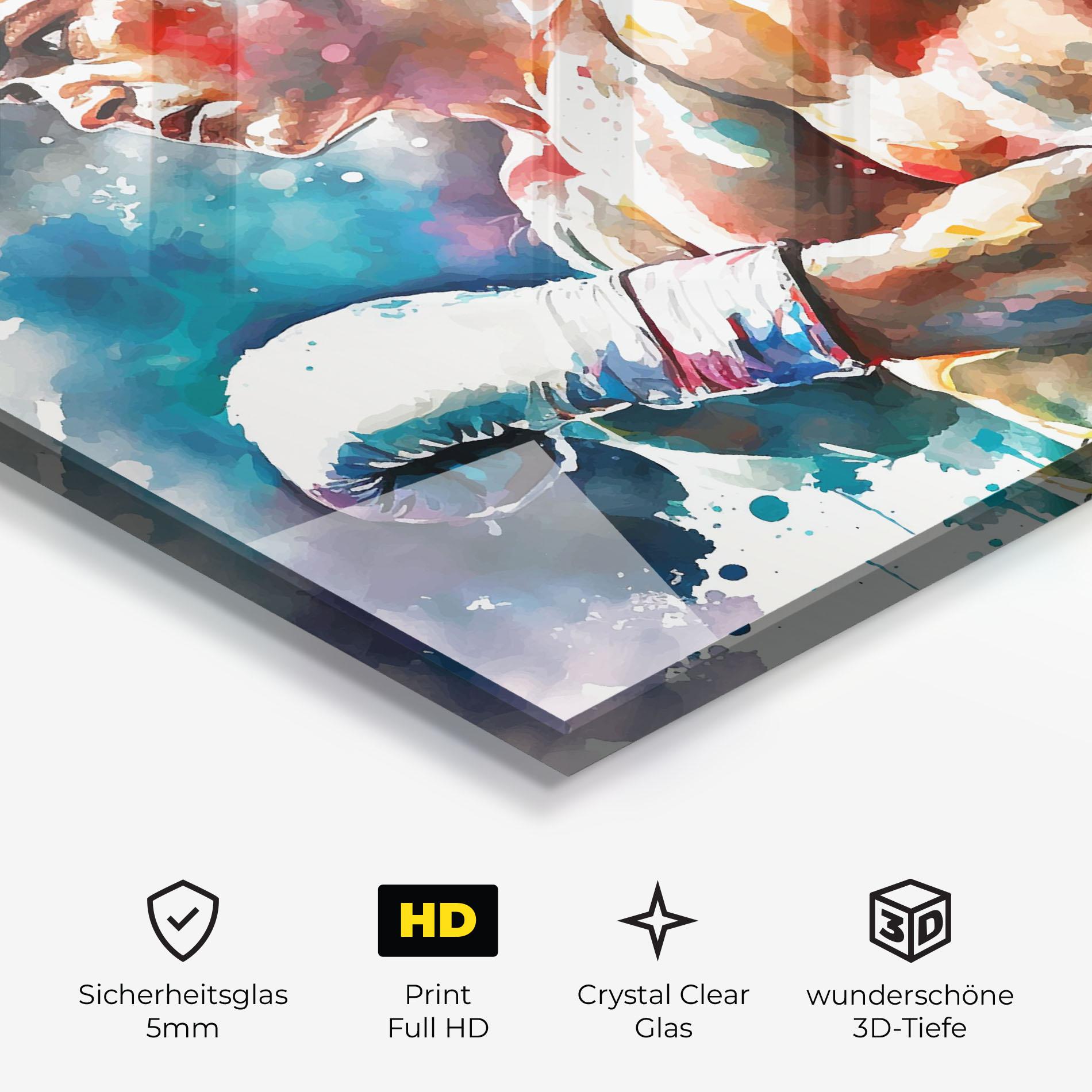 Glasbild Boxing Red Blue mockup 3