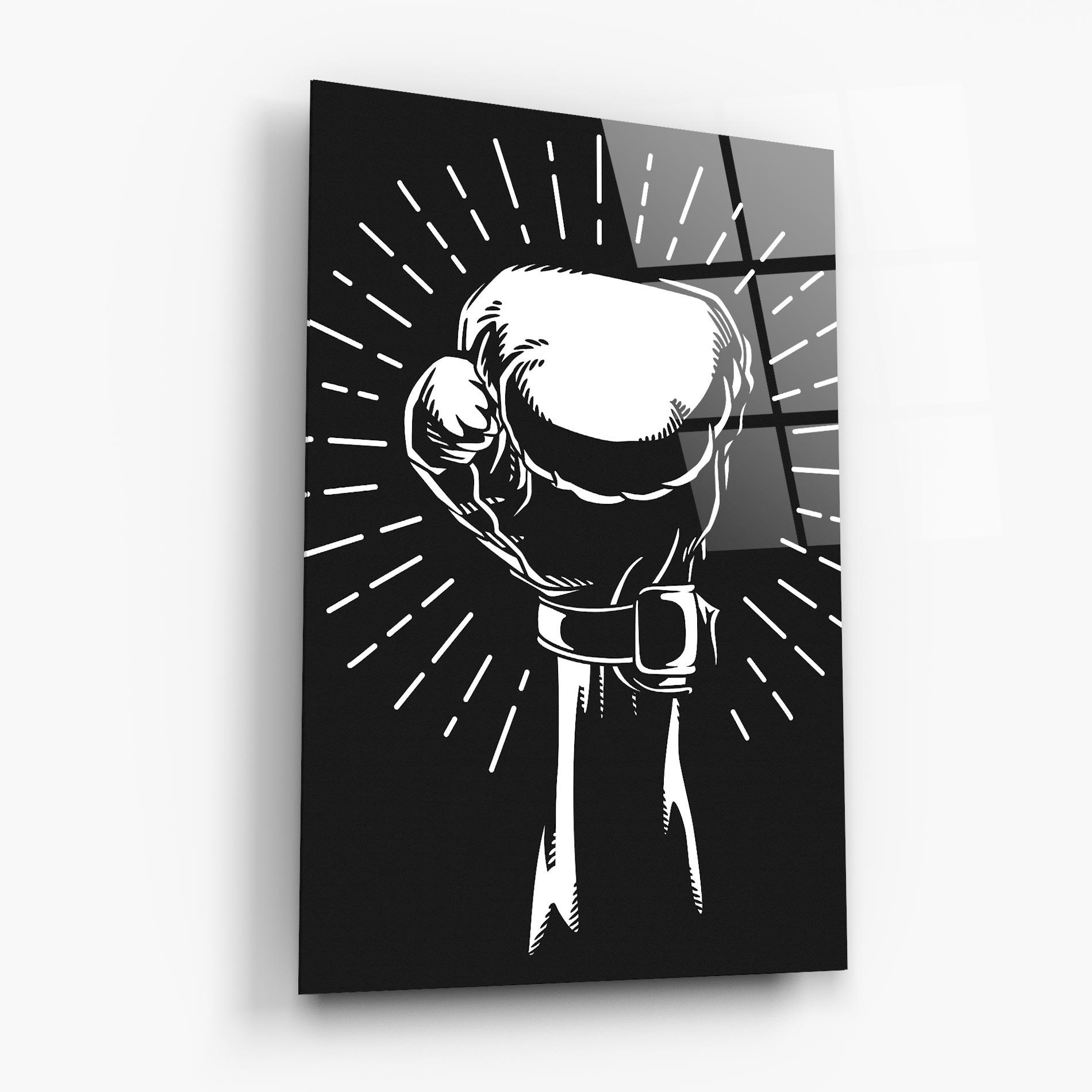 Glasbild Grey Hand Boxing mockup 6