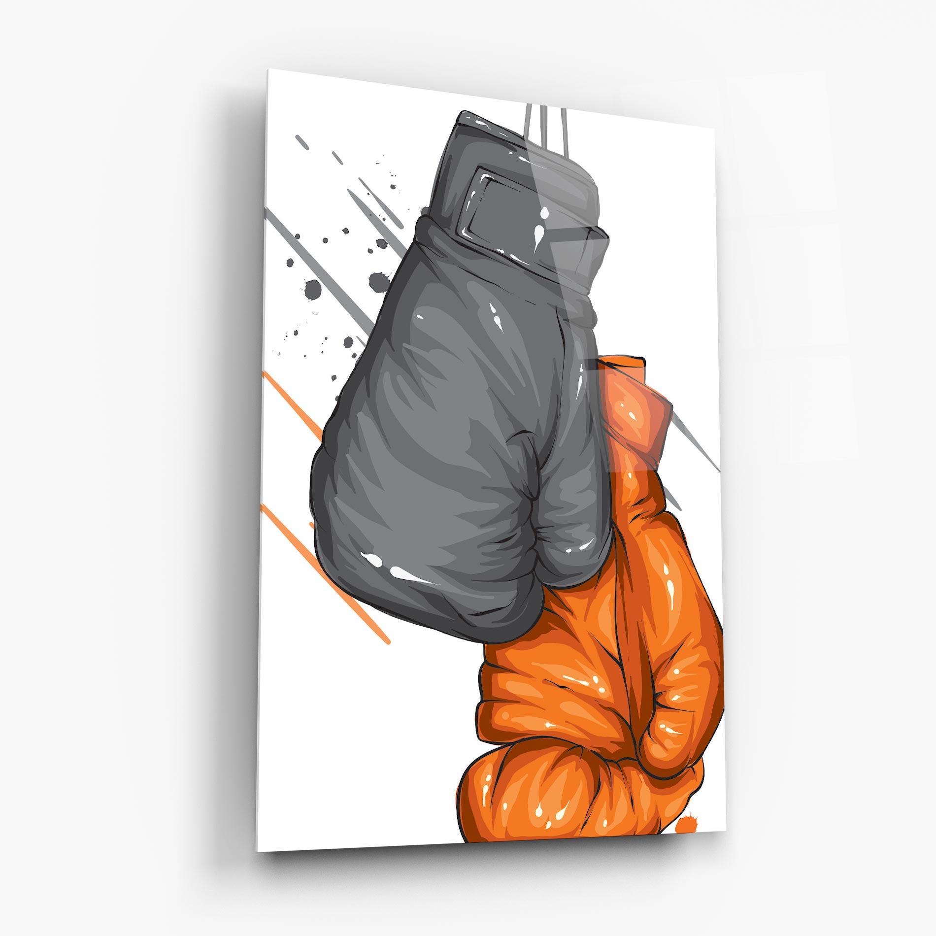 Glasbild Grey Orange Glove mockup 6
