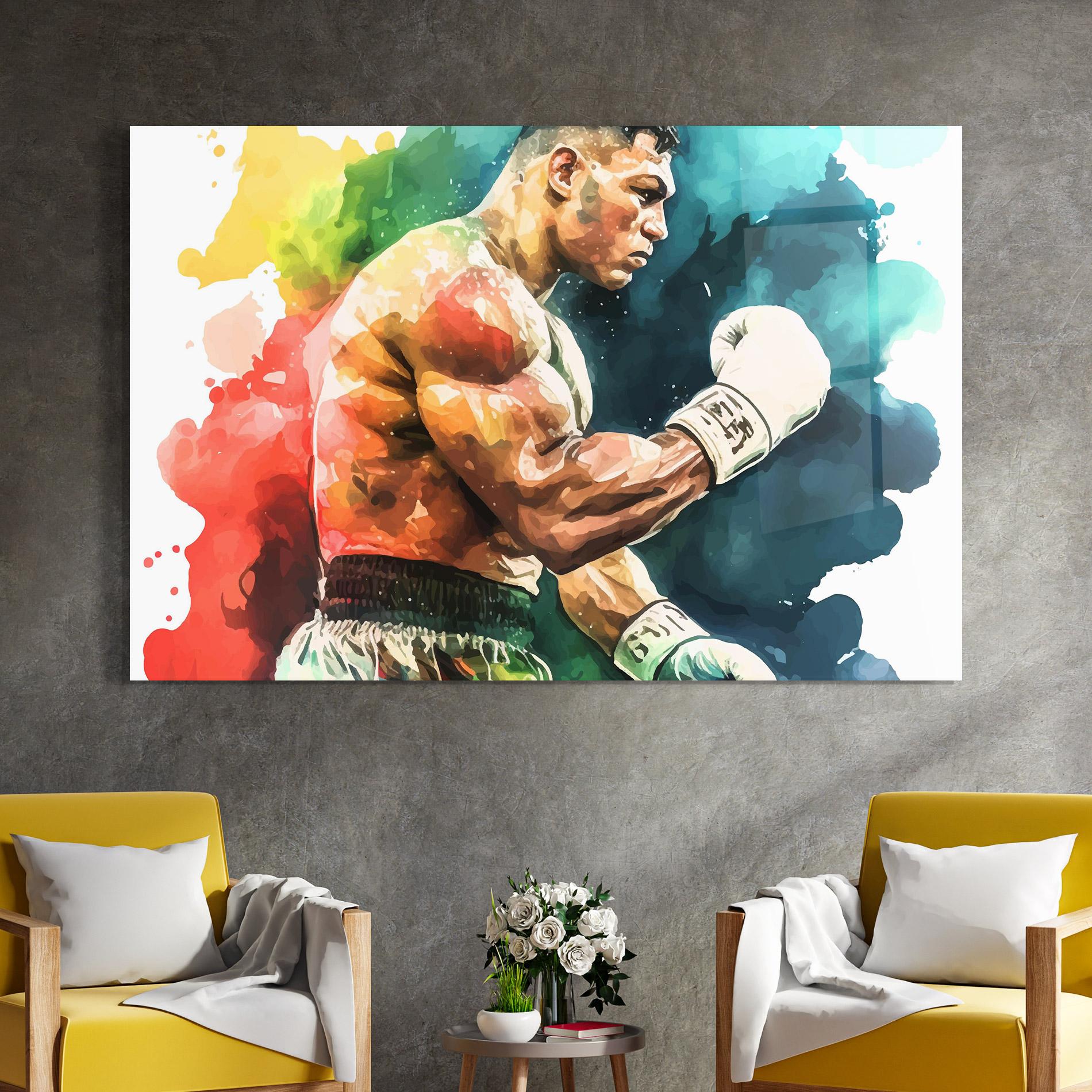 Glasbild Boxing Blue Red mockup 4