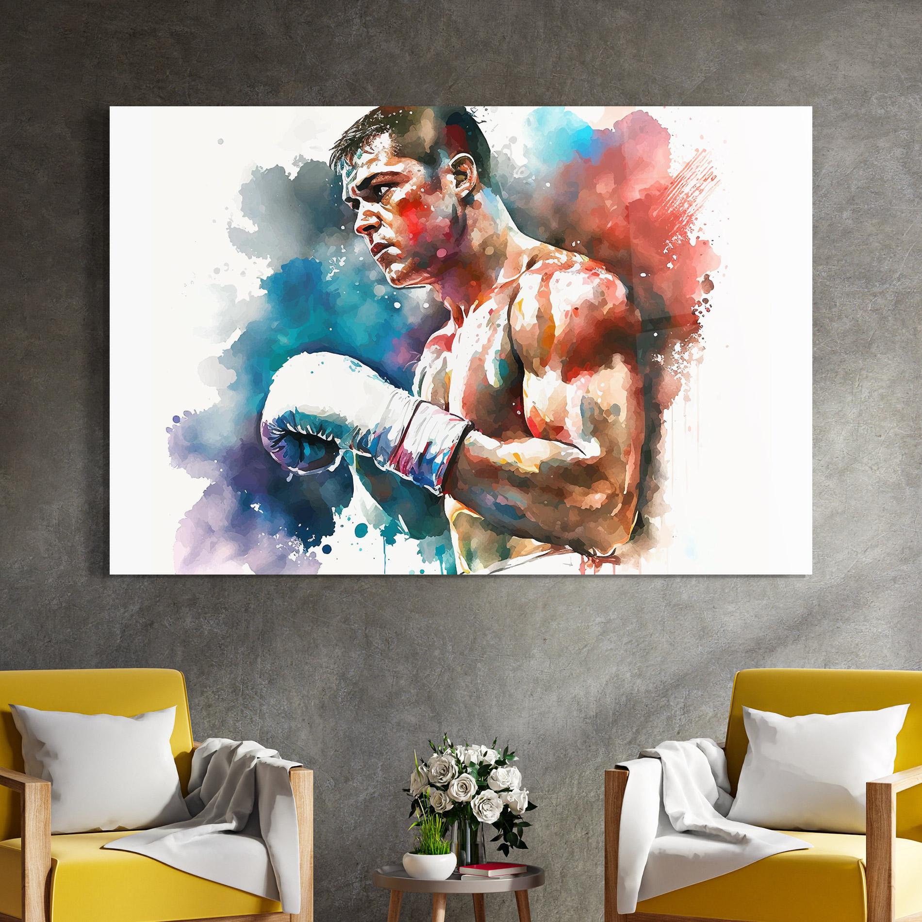 Glasbild Boxing Red Blue mockup 4