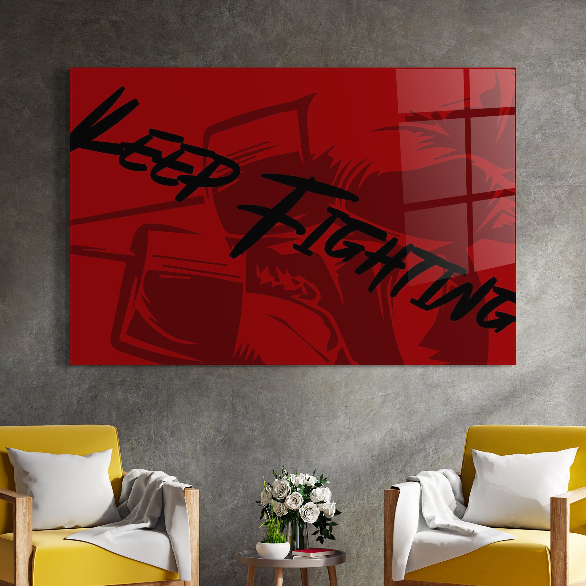 Glasbild Keep Fighting mockup 4