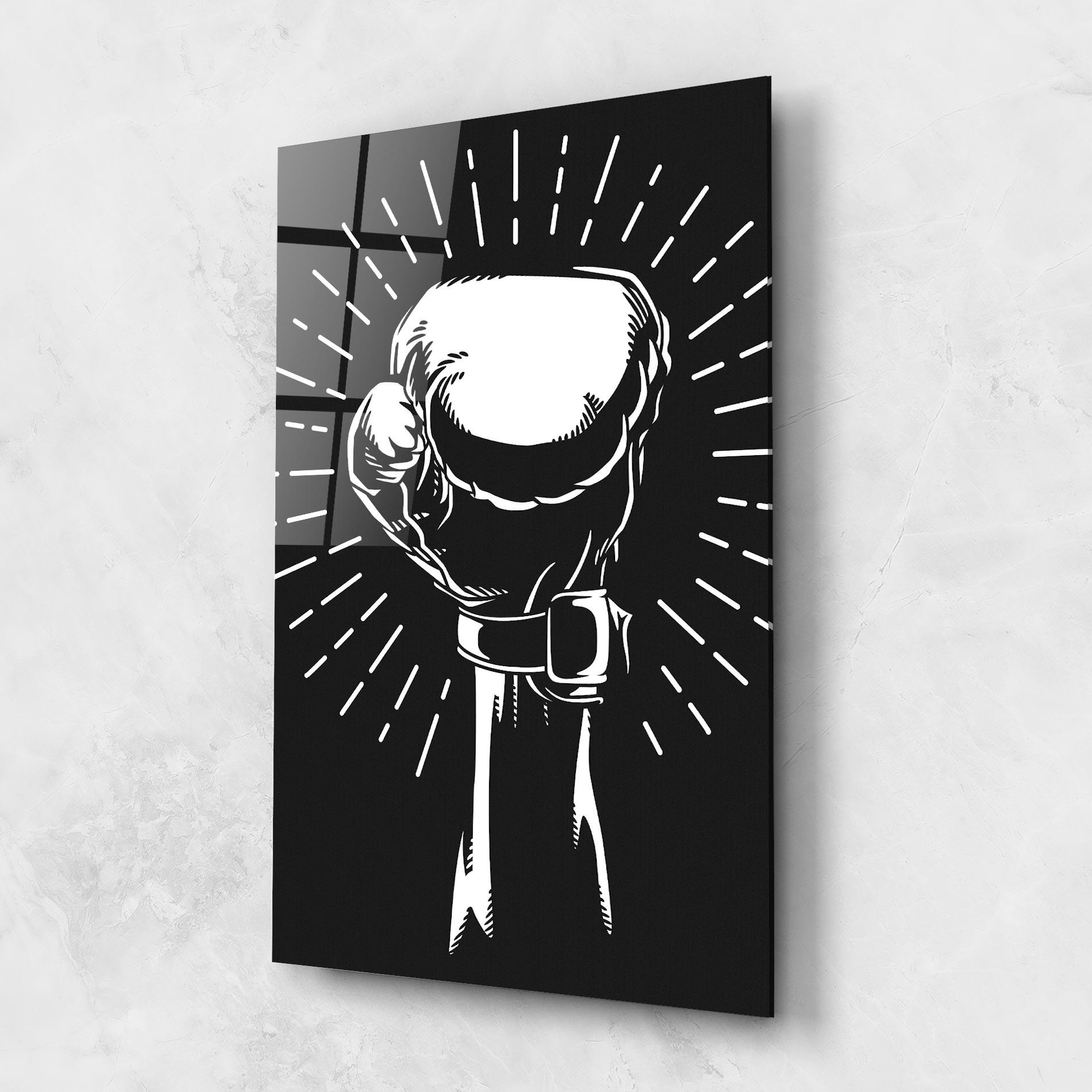 Glasbild Grey Hand Boxing mockup 1
