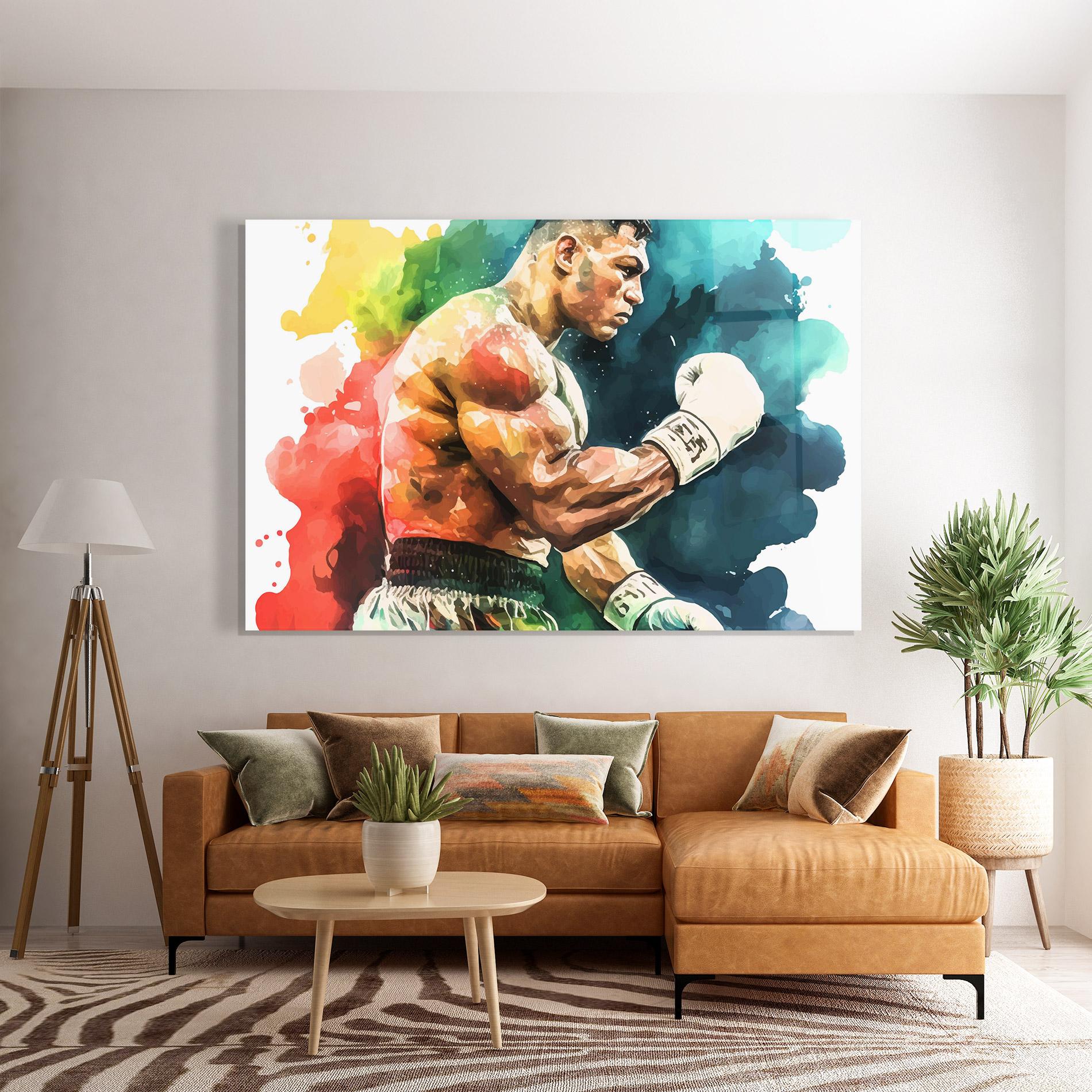 Glasbild Boxing Blue Red mockup 7