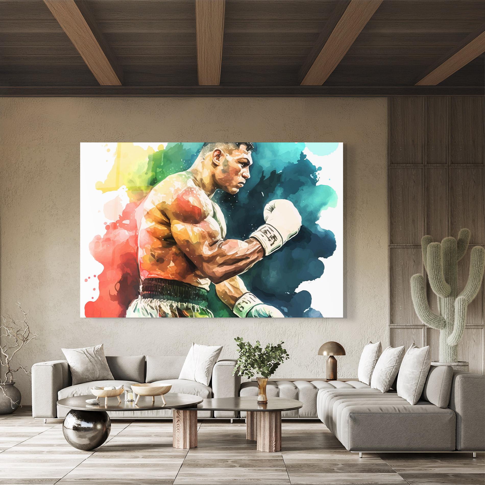 Glasbild Boxing Blue Red mockup 8