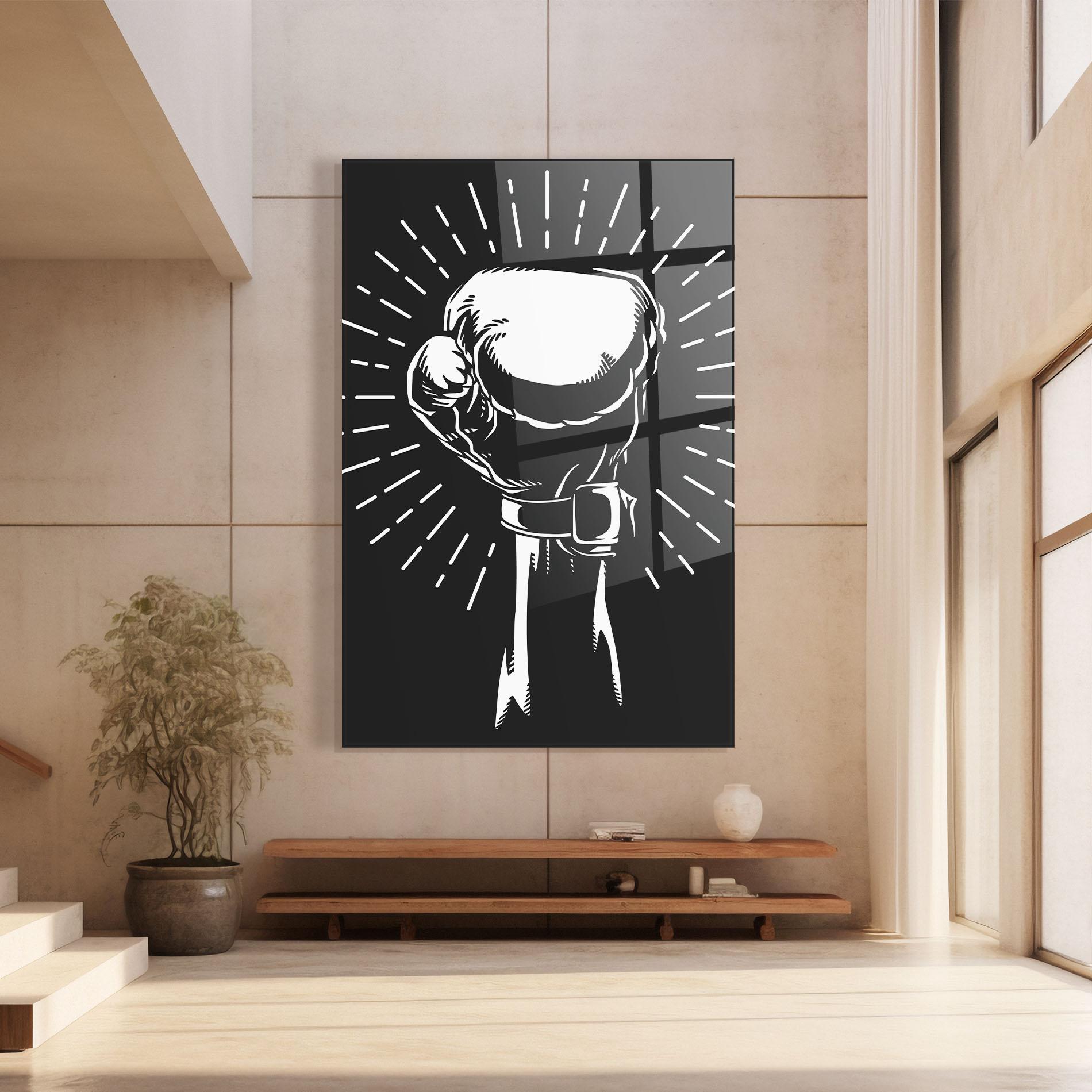 Glasbild Grey Hand Boxing mockup 8