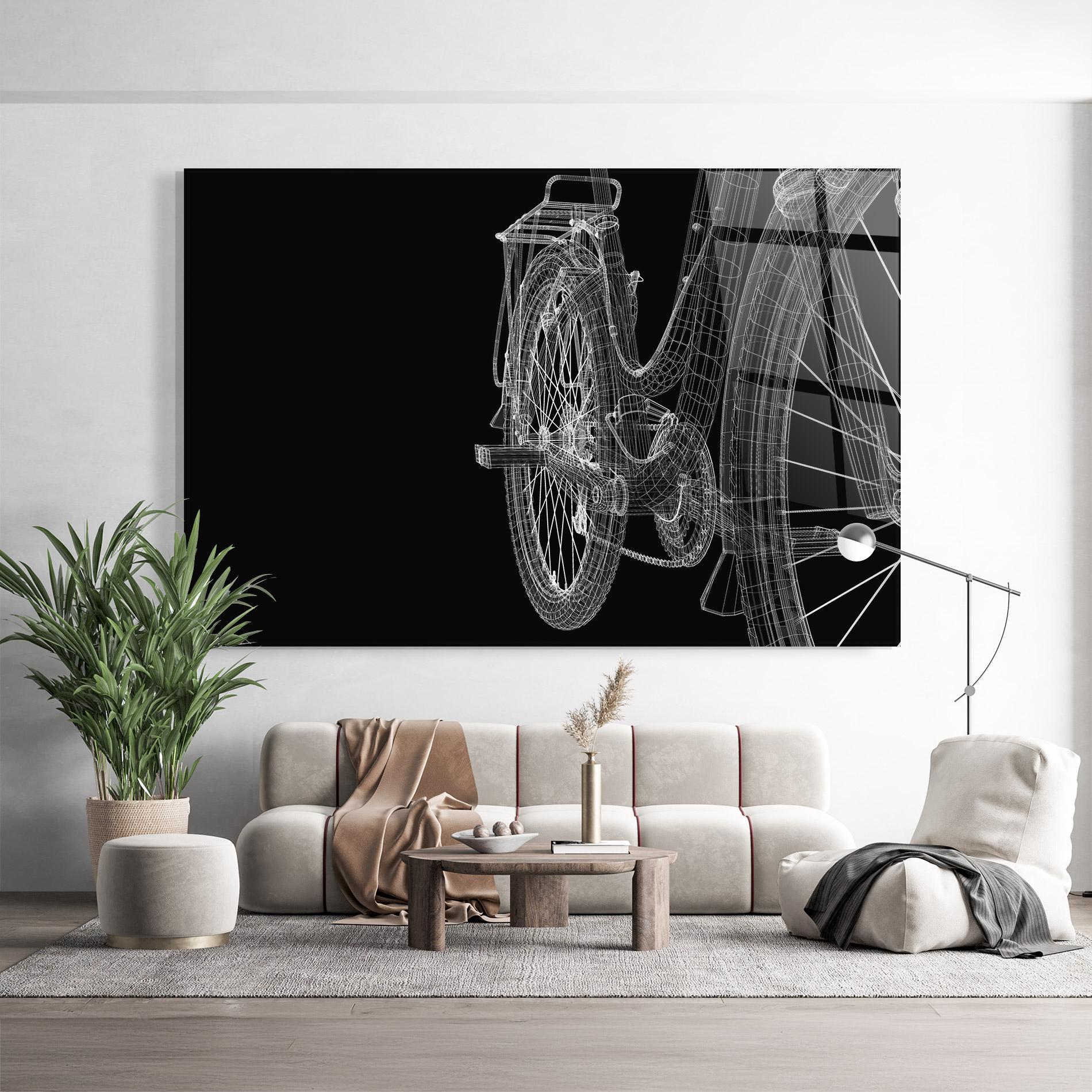 Glasbild Bike Wire Model 3d mockup 9
