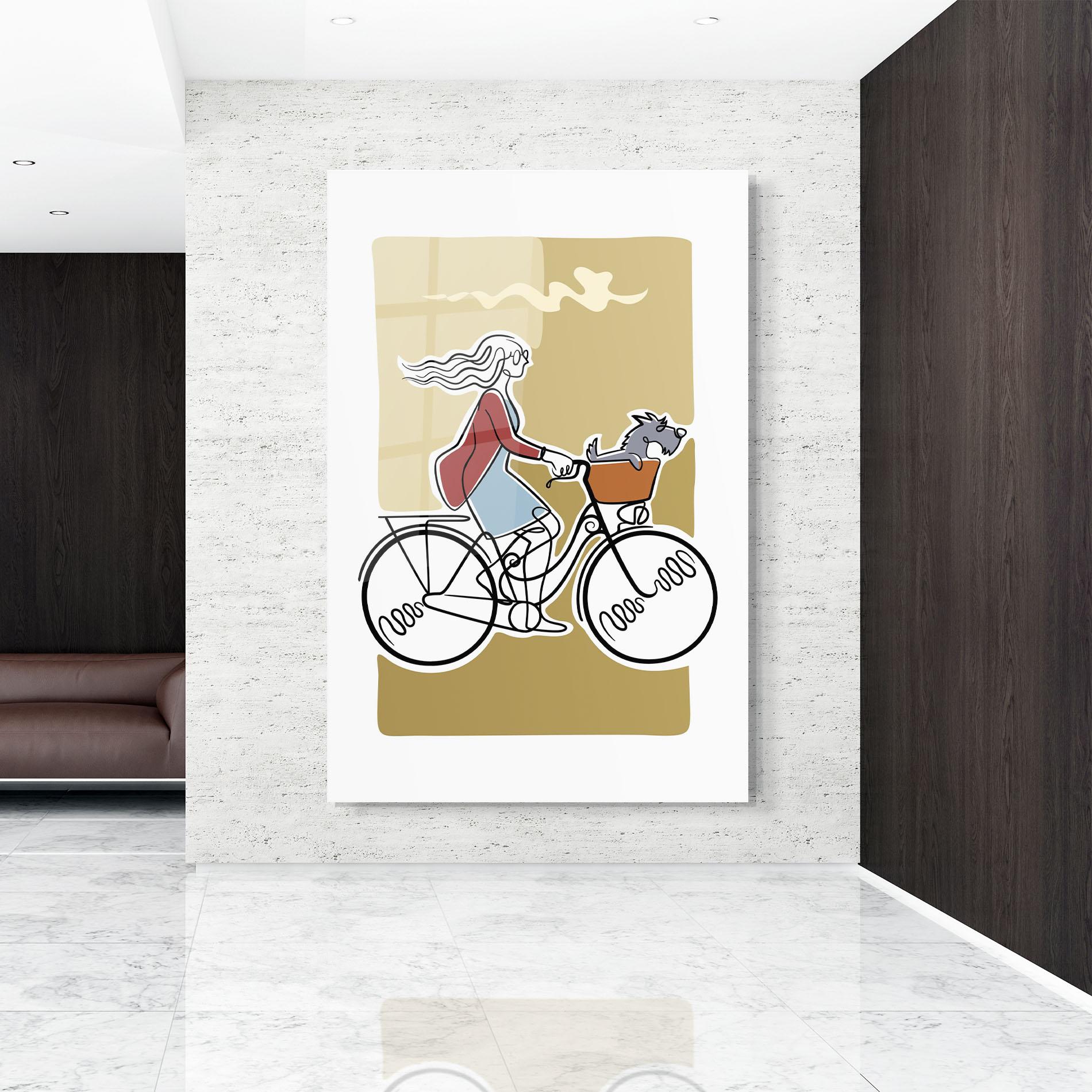 Glasbild Dog On Bike mockup 9