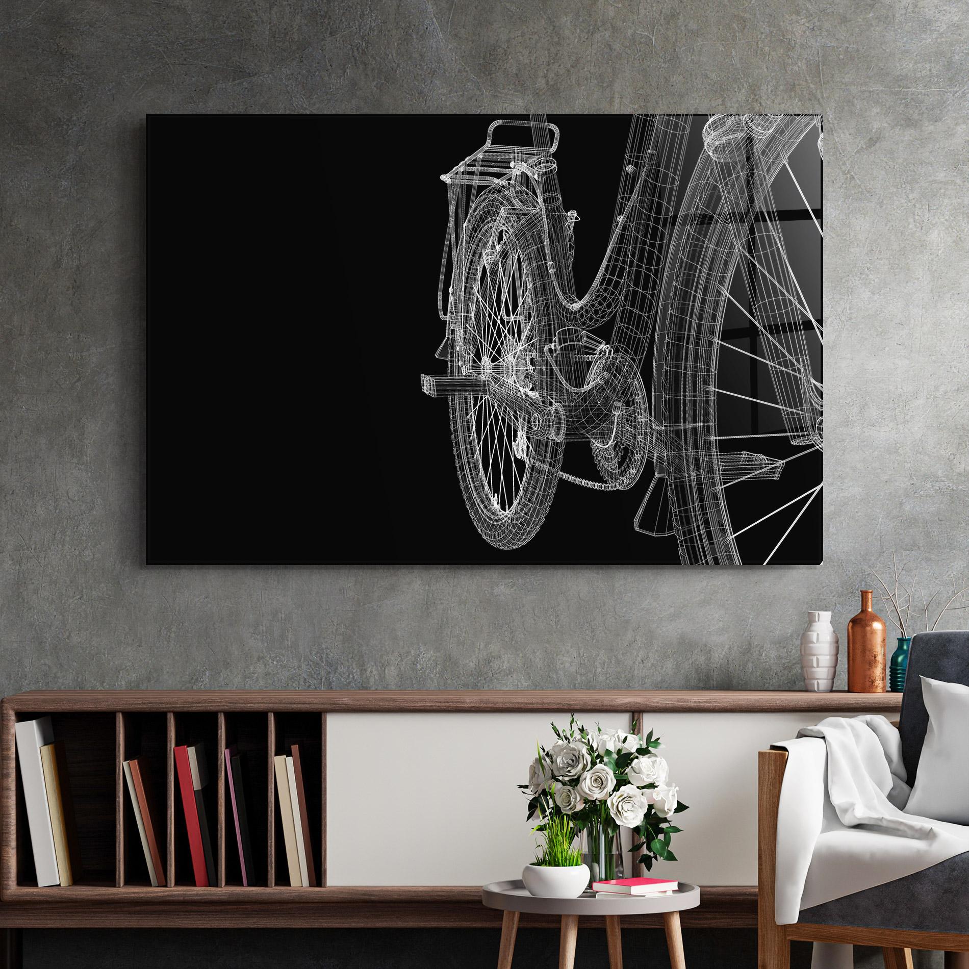 Glasbild Bike Wire Model 3d mockup 2