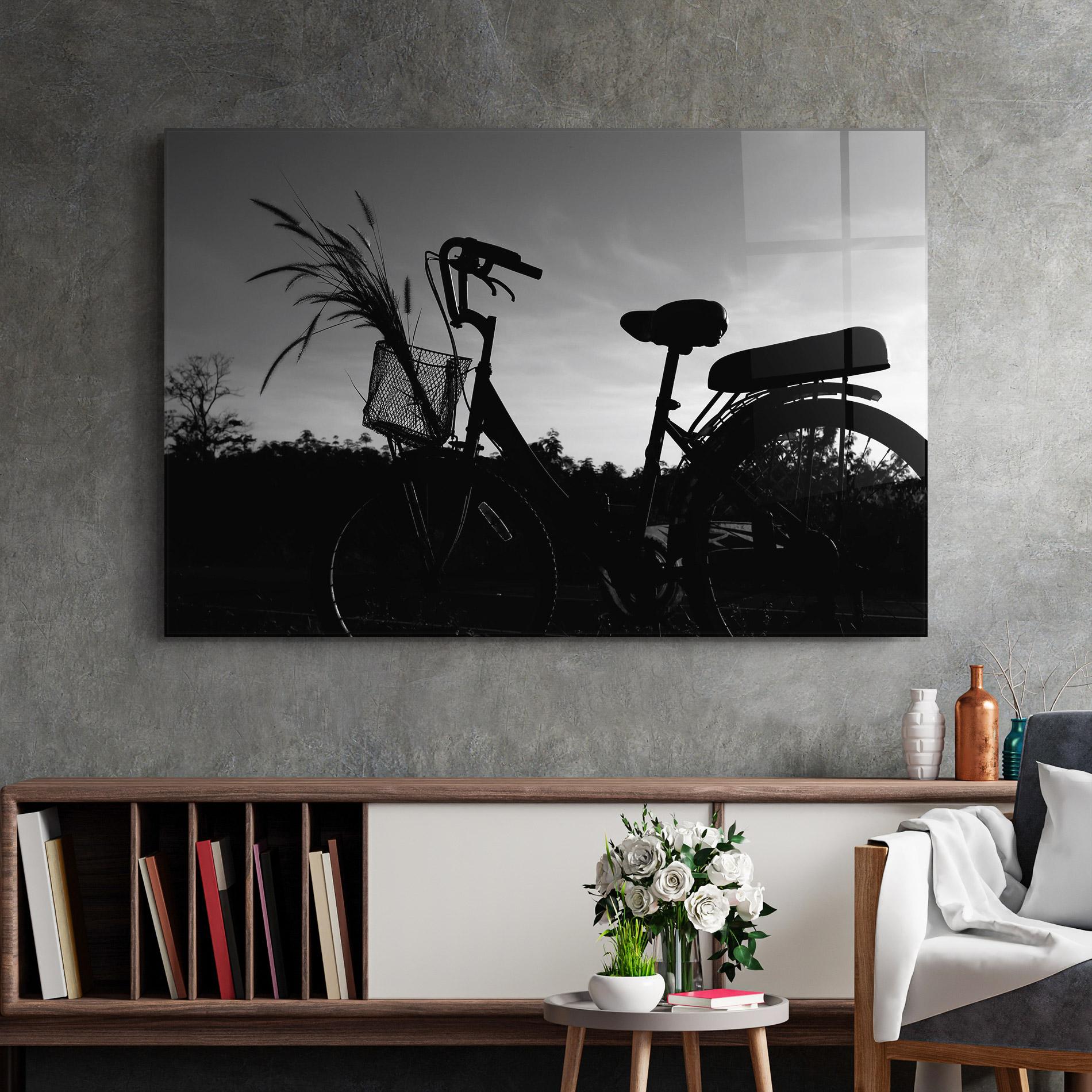 Glasbild Black Bike Shilouette mockup 2