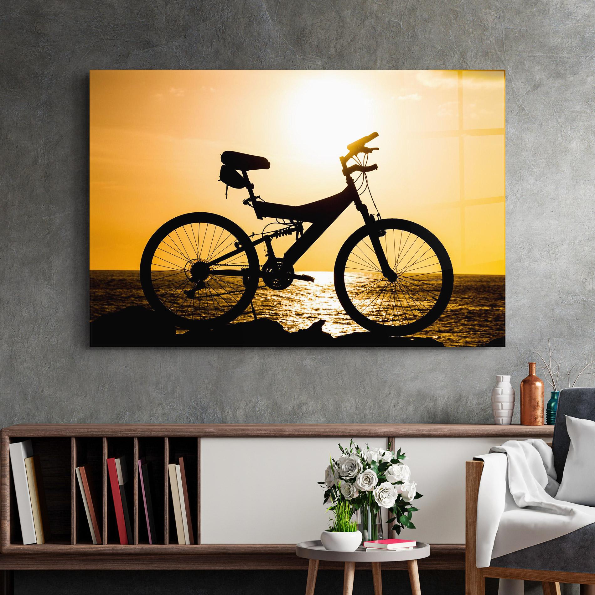Glasbild Cream Sky Bike mockup 2