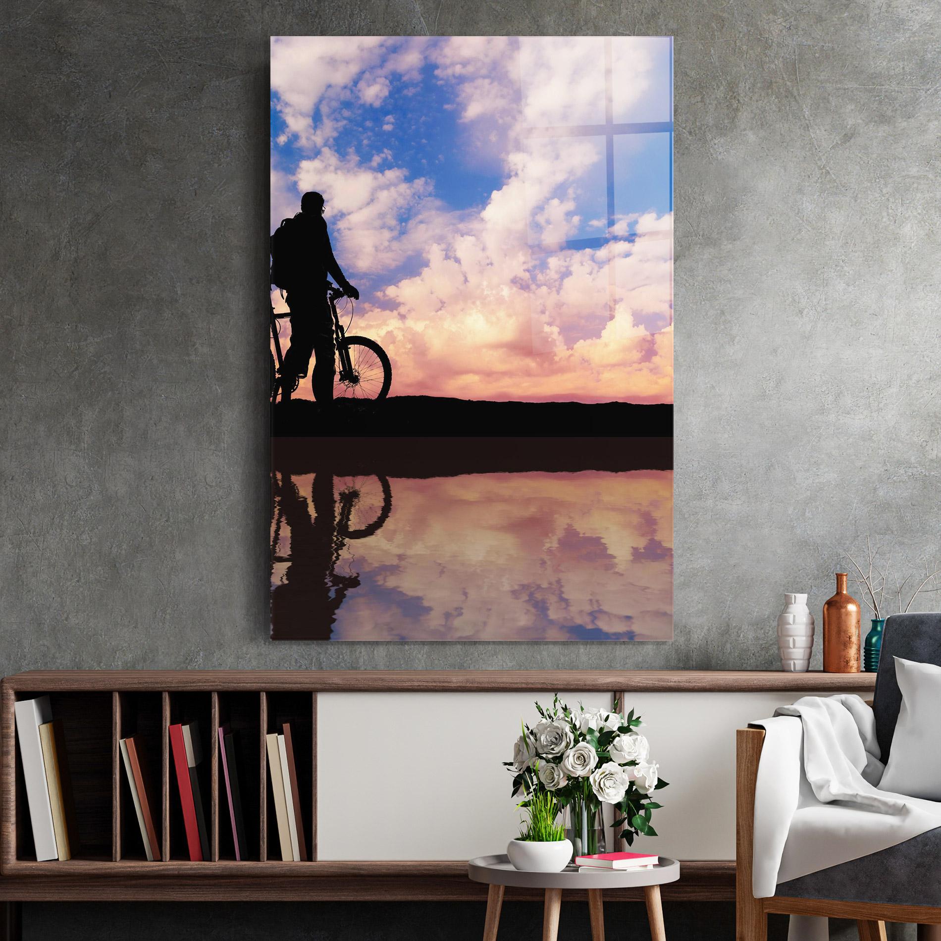 Glasbild Bike Sunset mockup 2