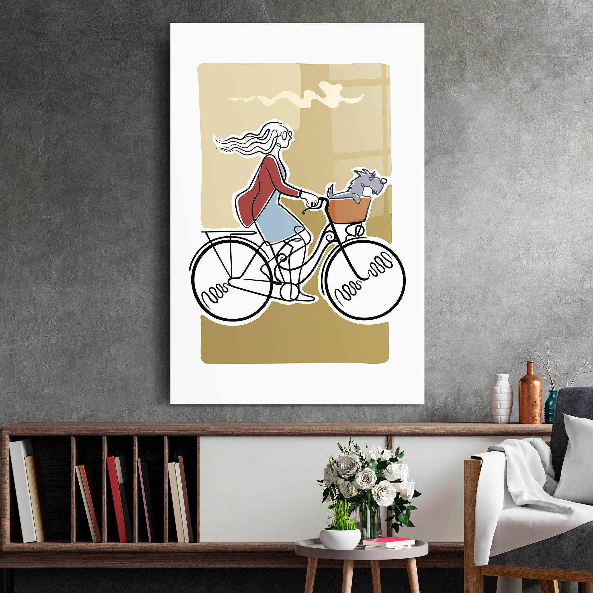 Glasbild Dog On Bike mockup 2