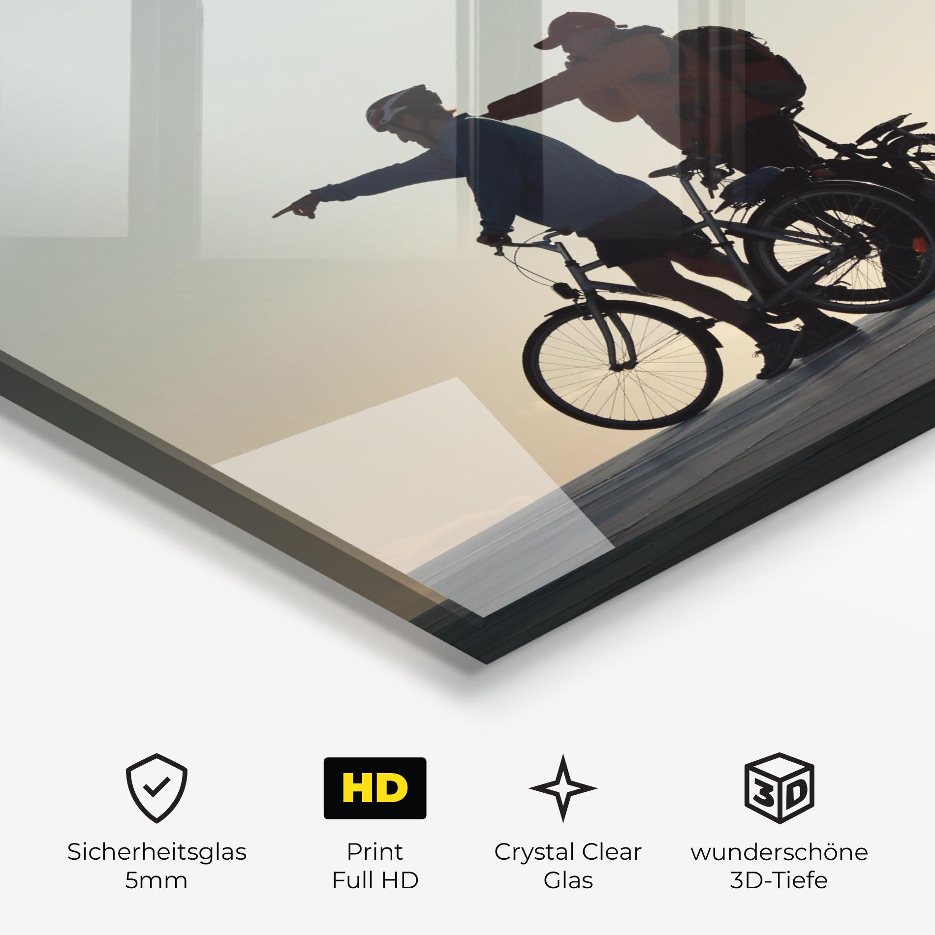 Glasbild Bike Pointing Shilouette mockup 3