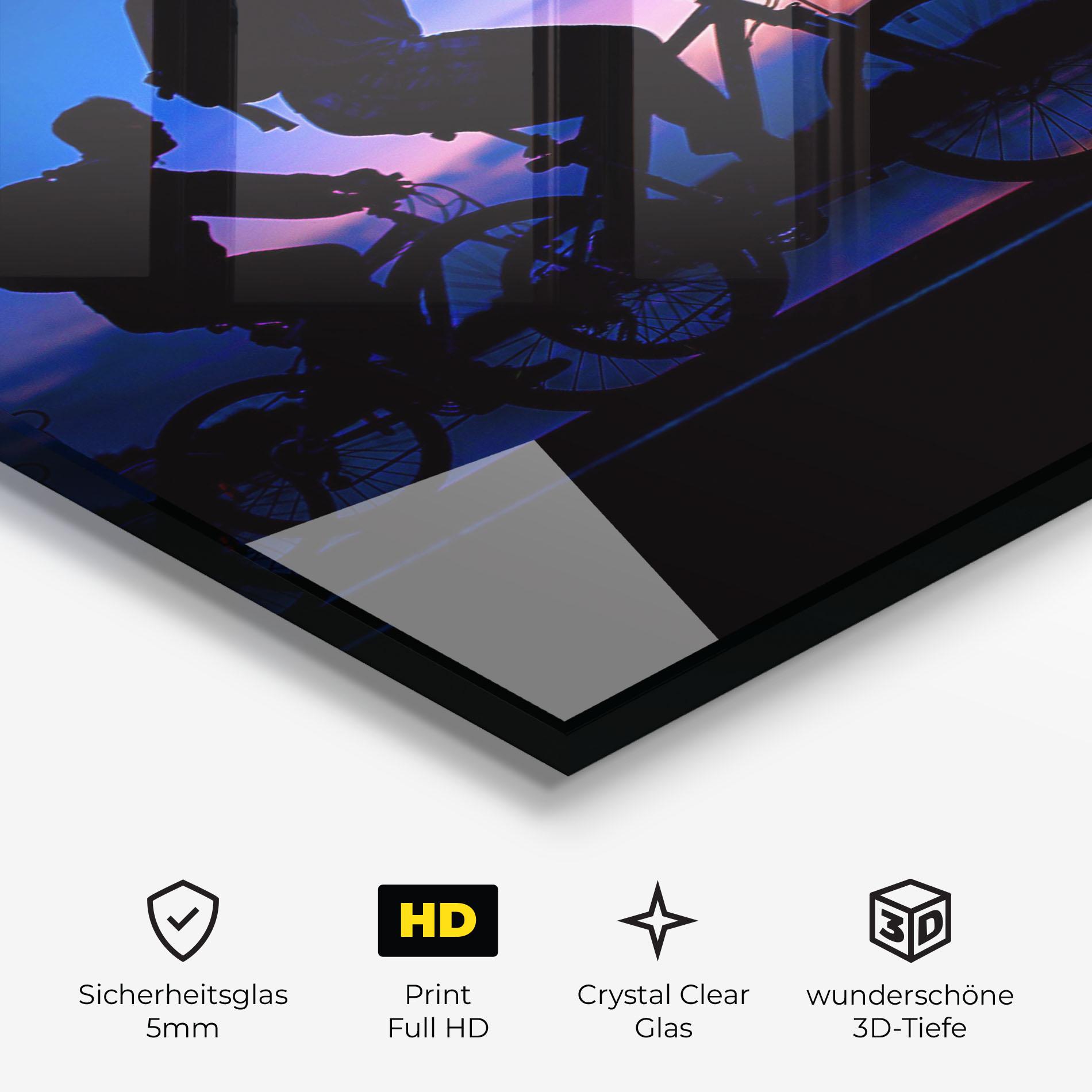 Glasbild Dark Blue Sky Shilouette mockup 3