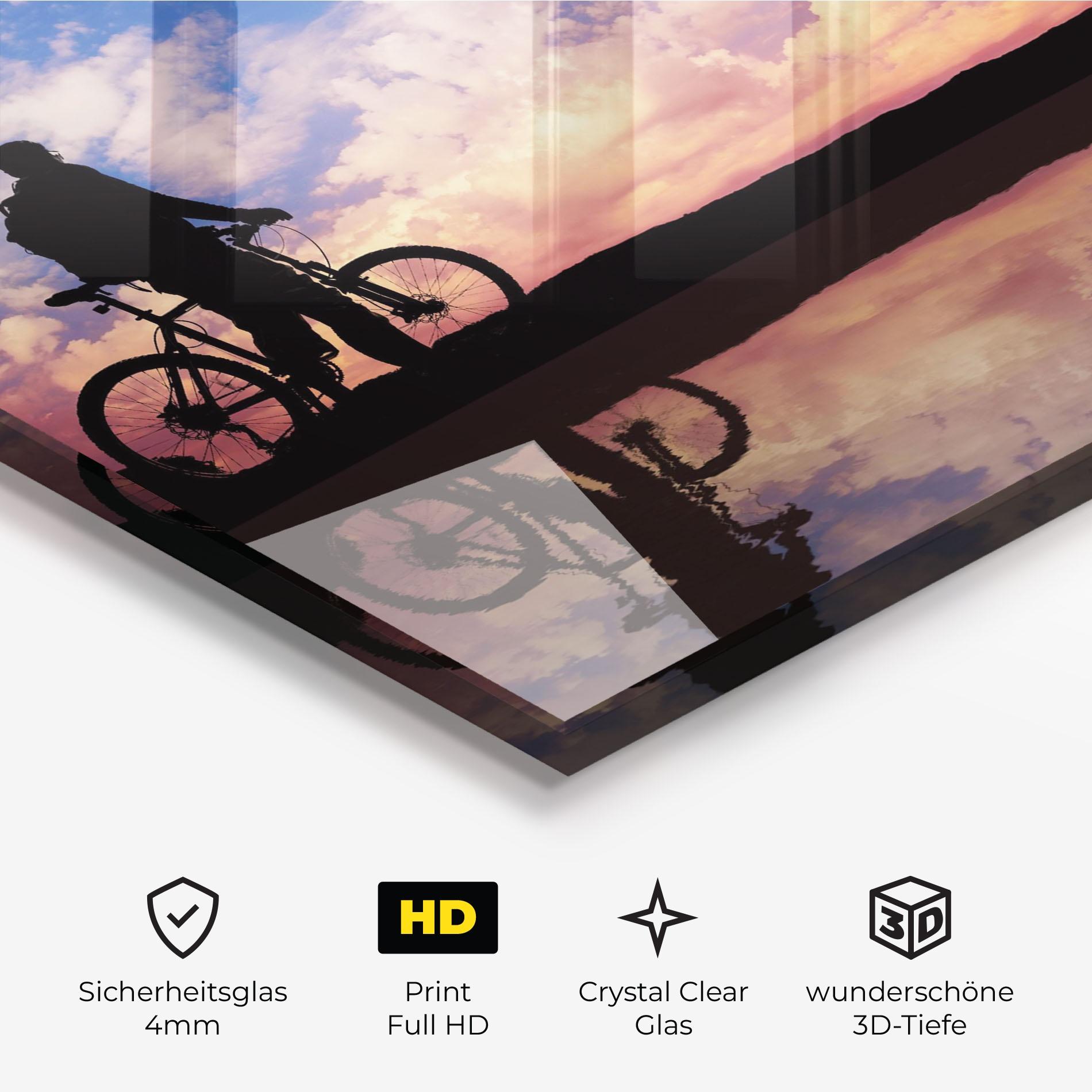 Glasbild Bike Sunset mockup 3