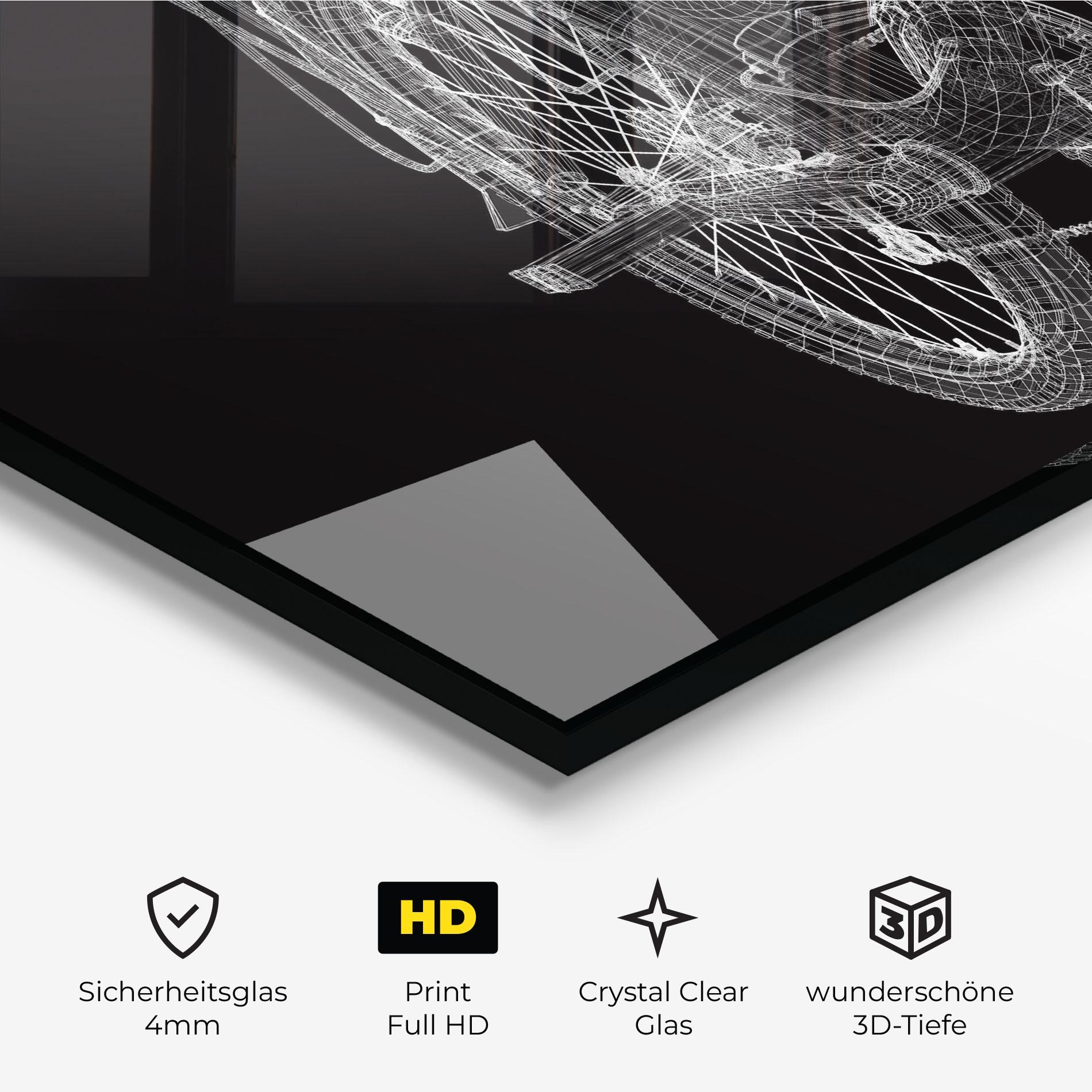 Glasbild Bike Wire Model 3d mockup 3