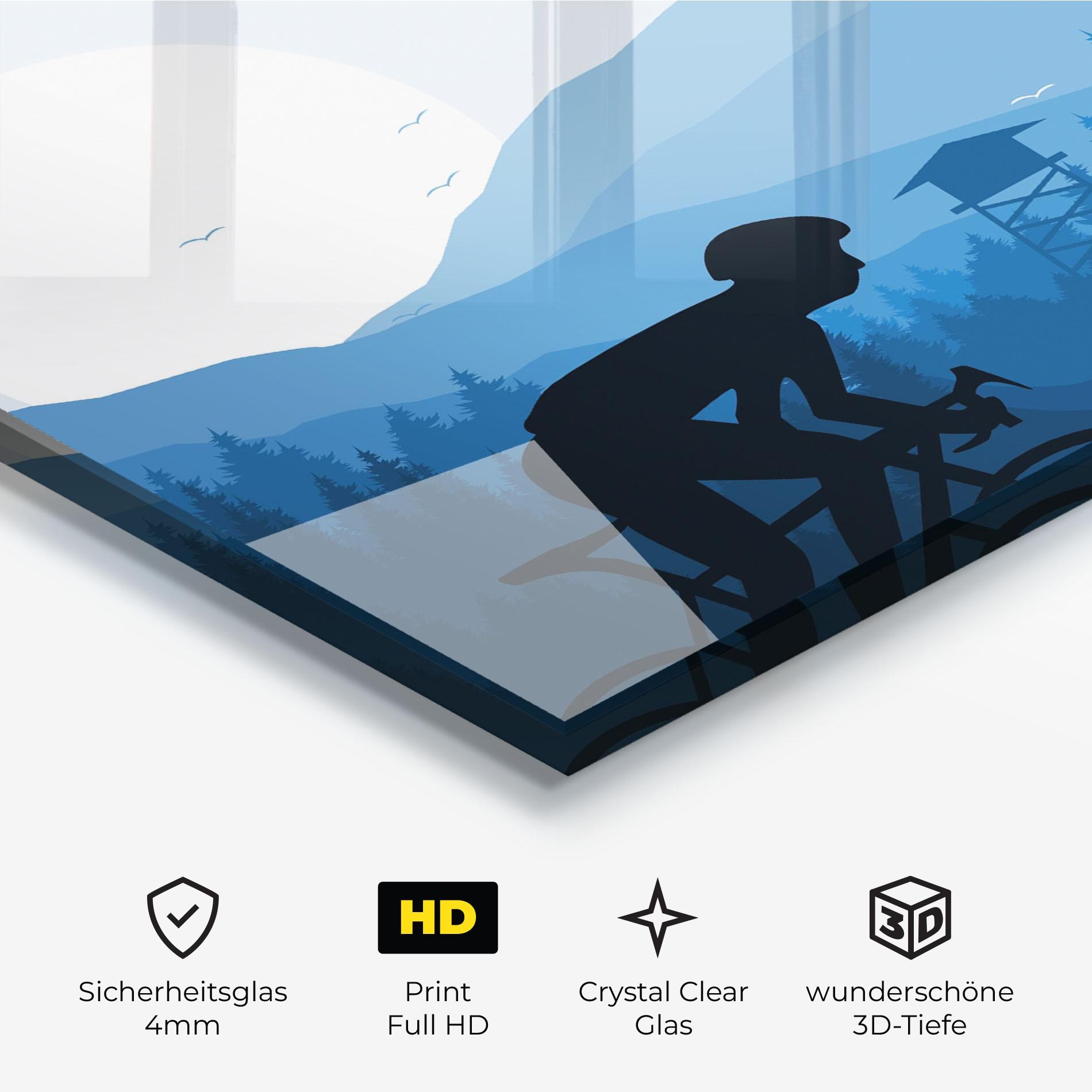 Glasbild Blue Light Bike mockup 3