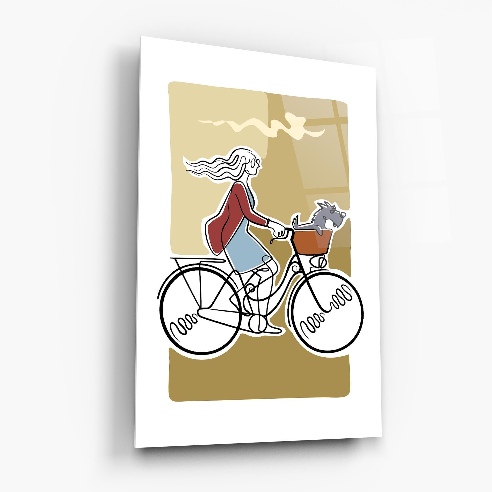 Glasbild Dog On Bike mockup 6