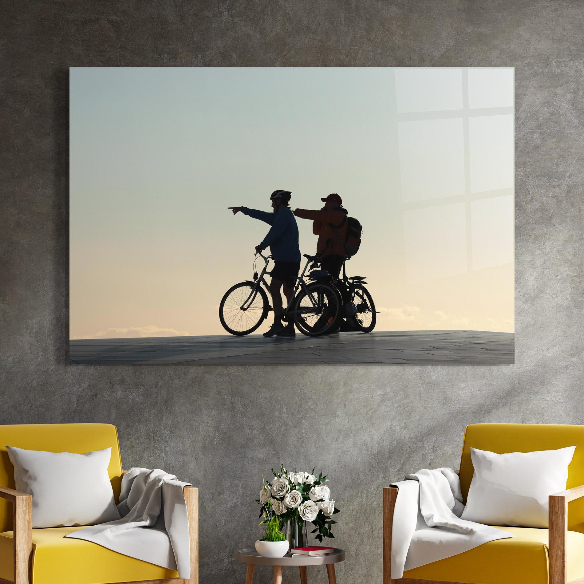 Glasbild Bike Pointing Shilouette mockup 4