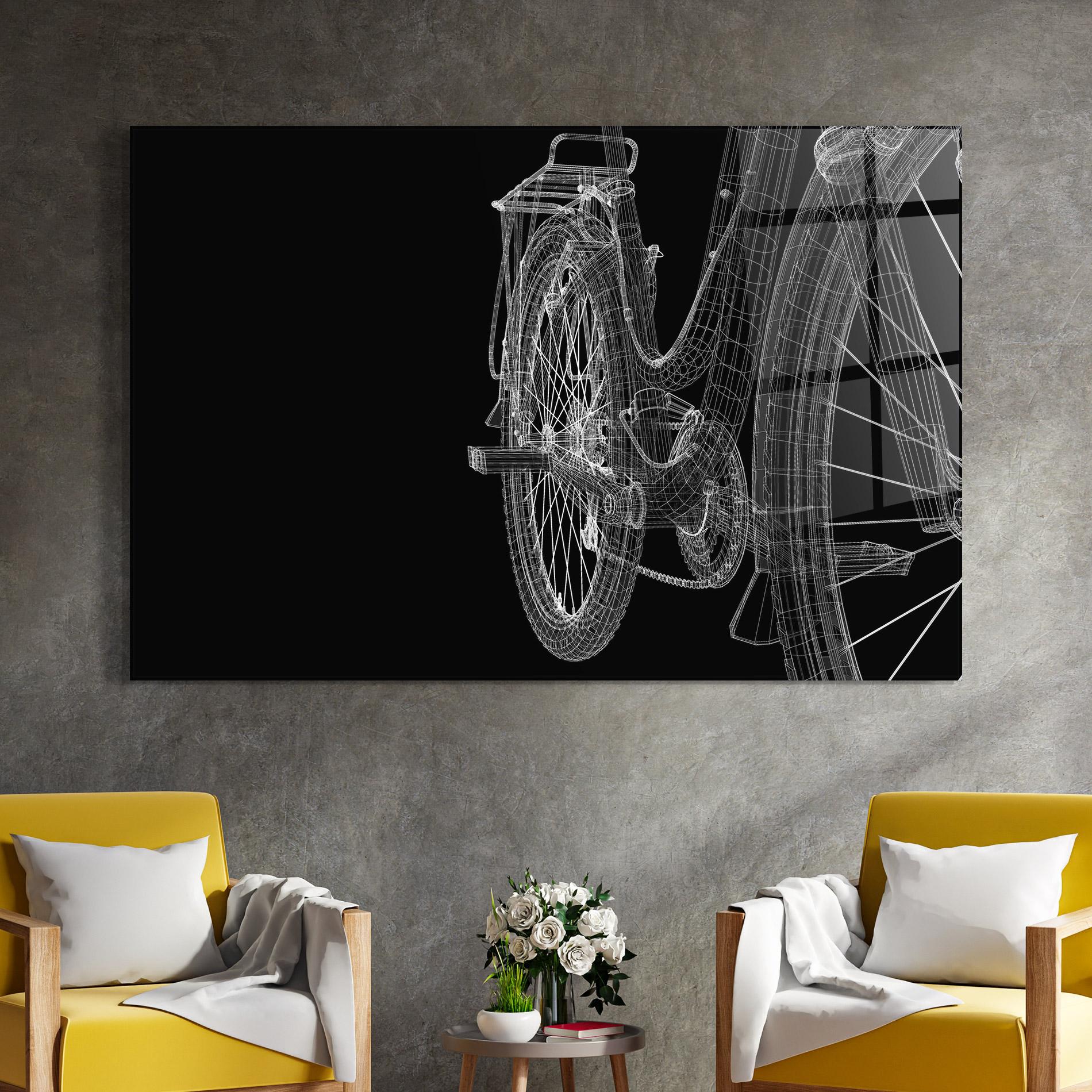 Glasbild Bike Wire Model 3d mockup 4