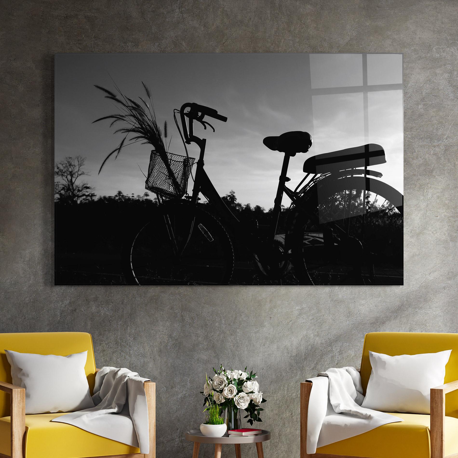 Glasbild Black Bike Shilouette mockup 4