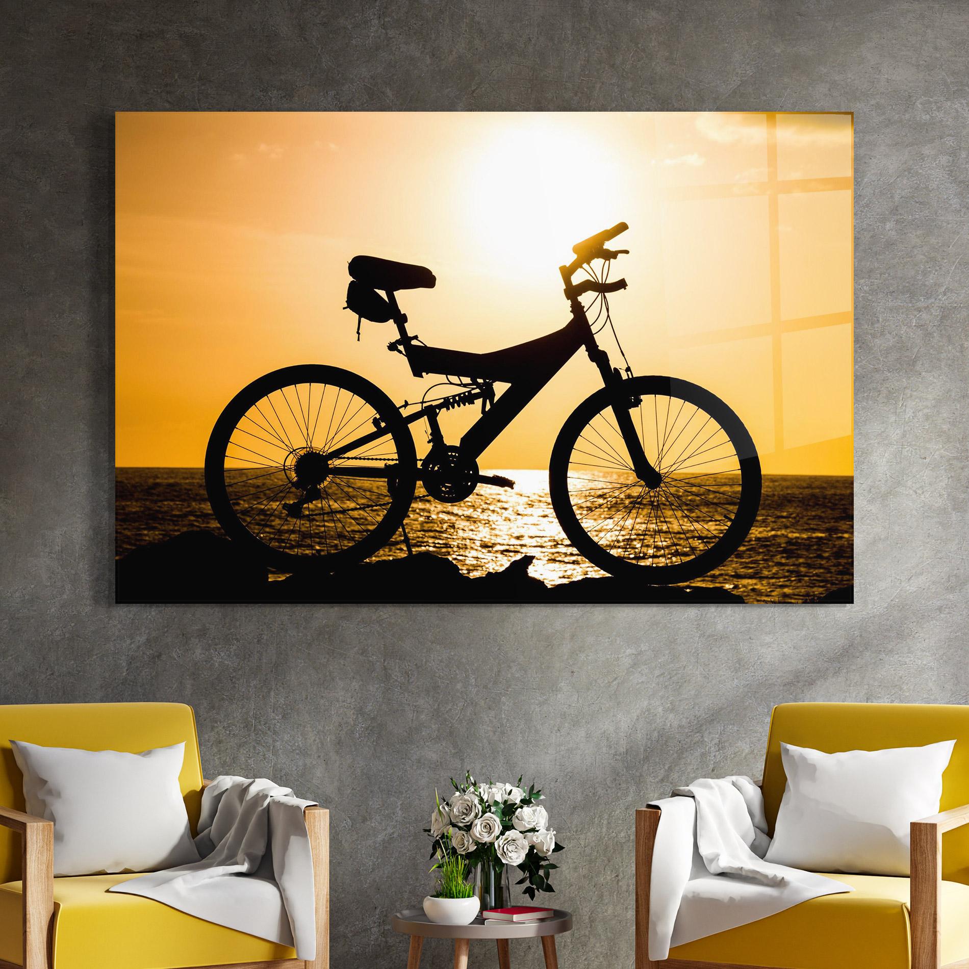 Glasbild Cream Sky Bike mockup 4