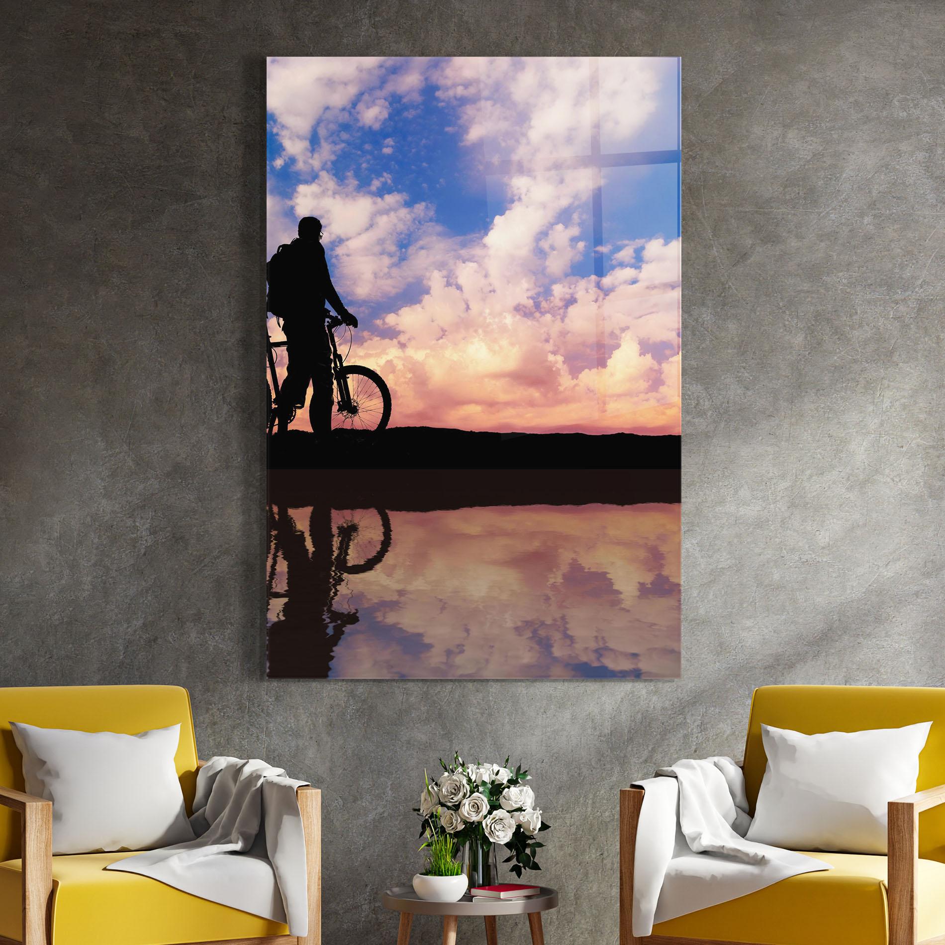 Glasbild Bike Sunset mockup 4