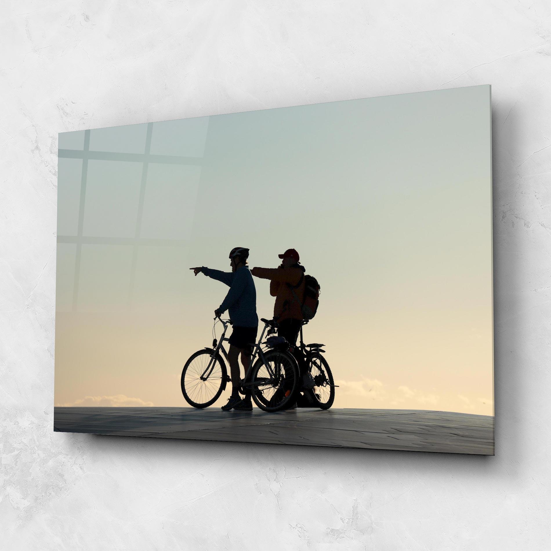 Glasbild Bike Pointing Shilouette mockup 1