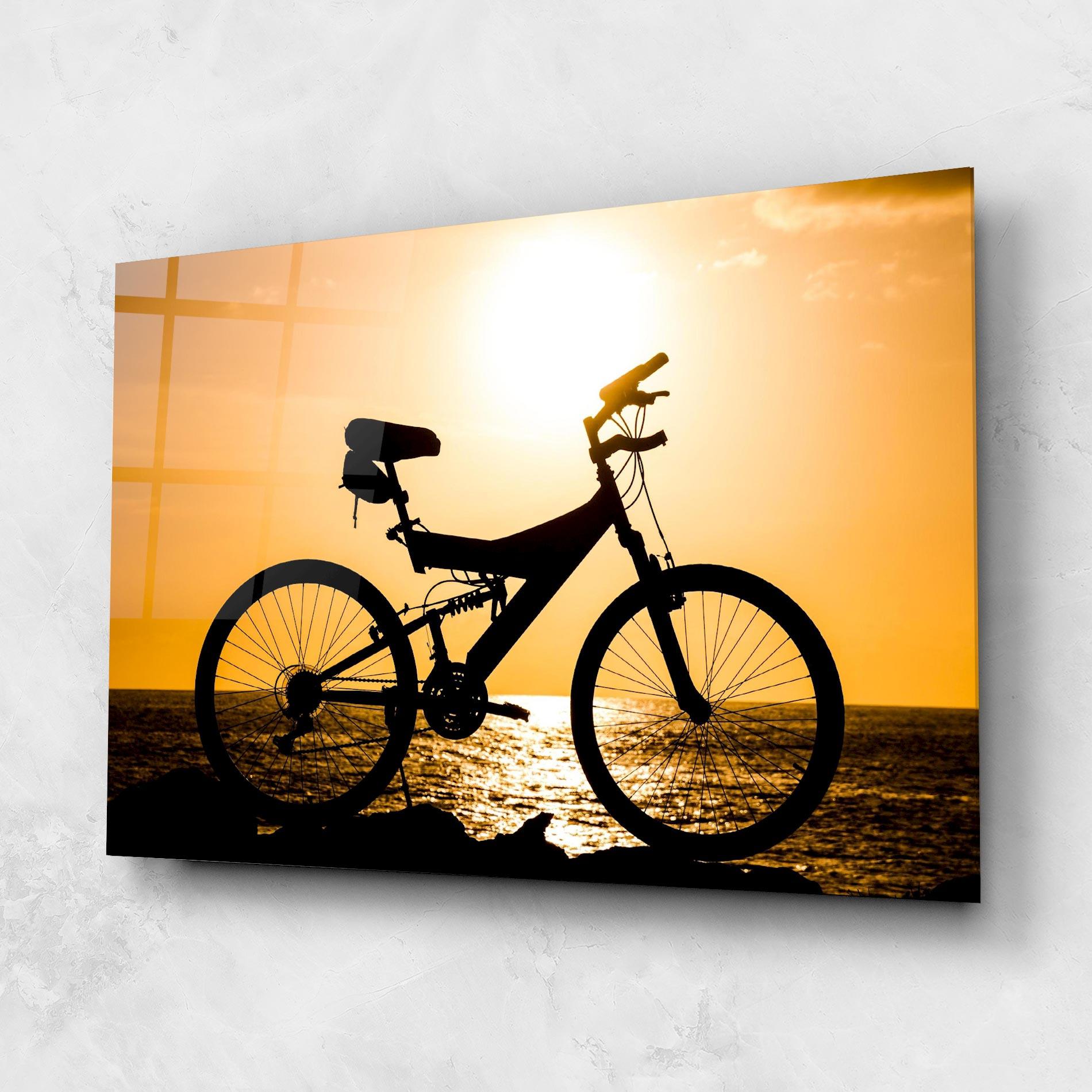 Glasbild Cream Sky Bike mockup 1