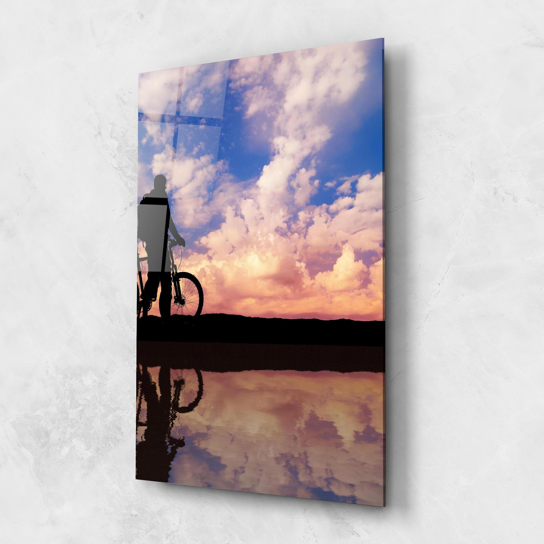 Glasbild Bike Sunset mockup 1