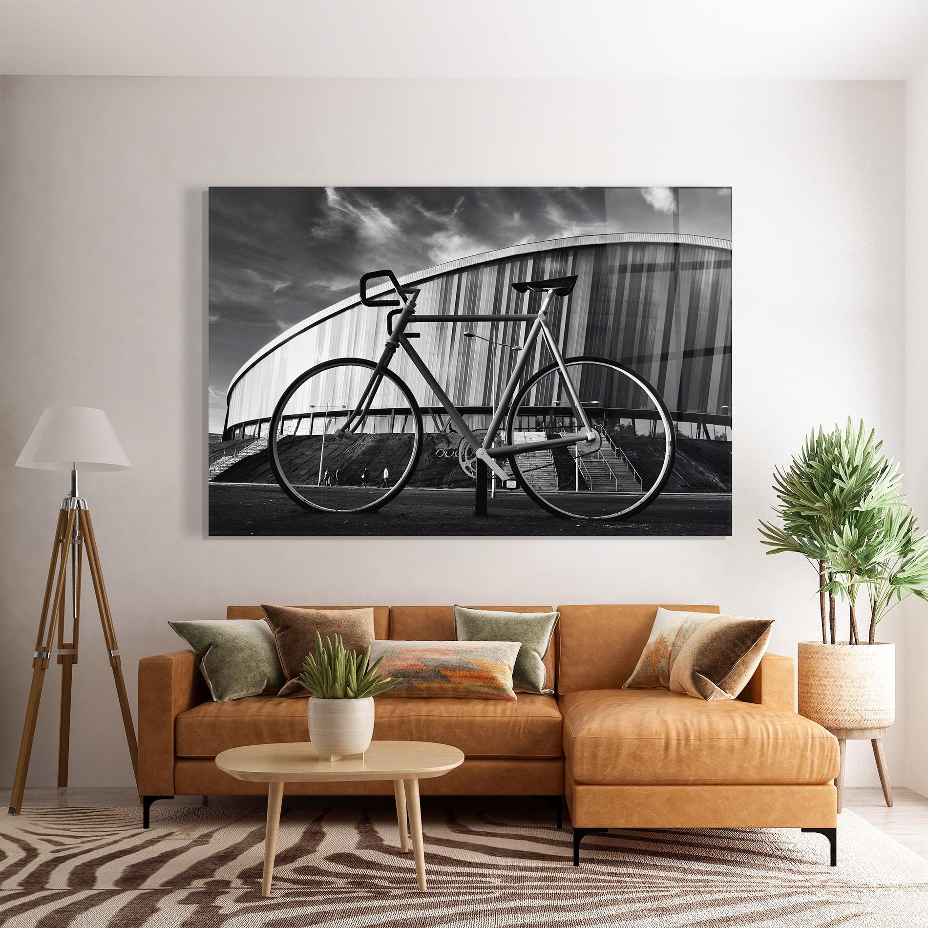 Glasbild Big Grey Bike mockup 7