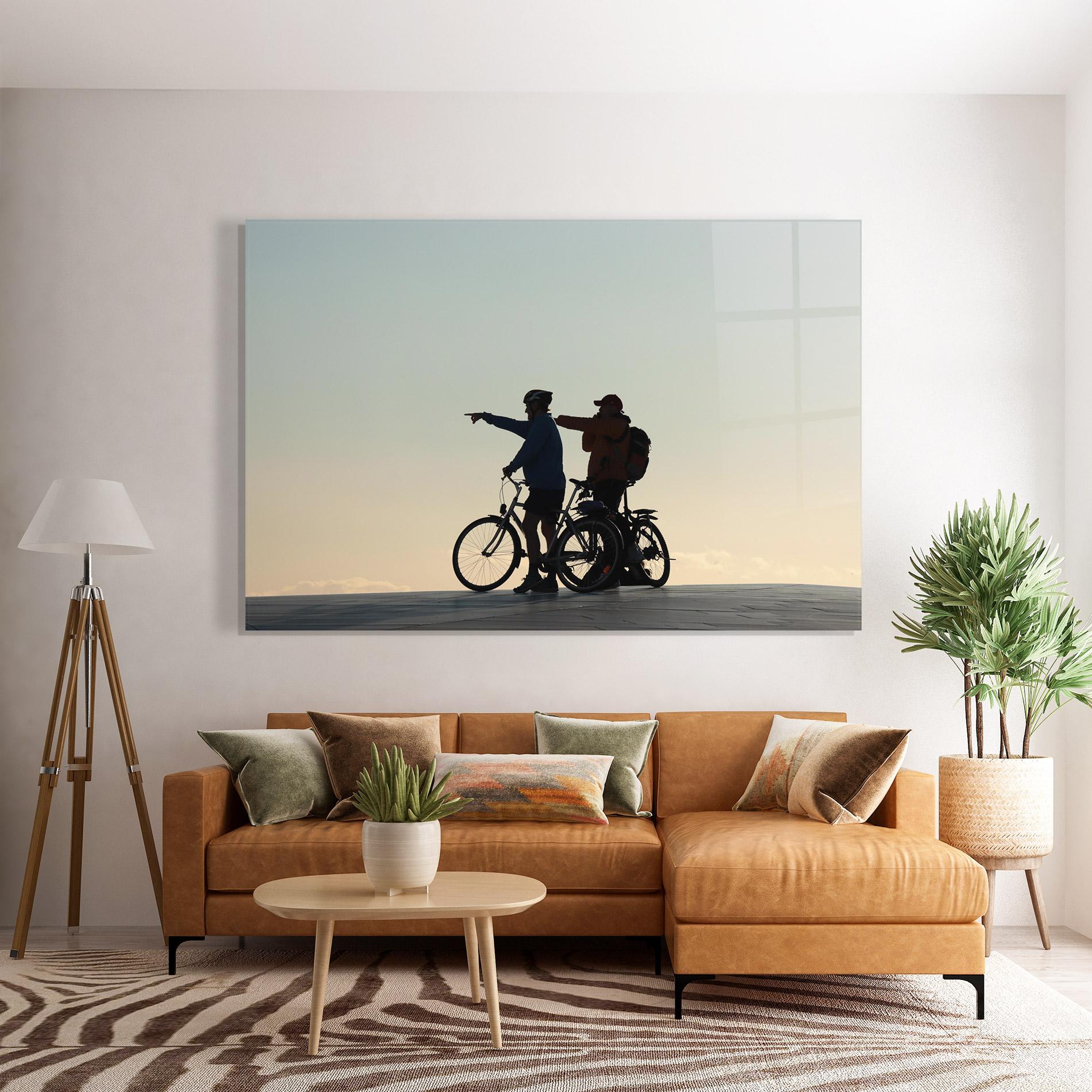 Glasbild Bike Pointing Shilouette mockup 7