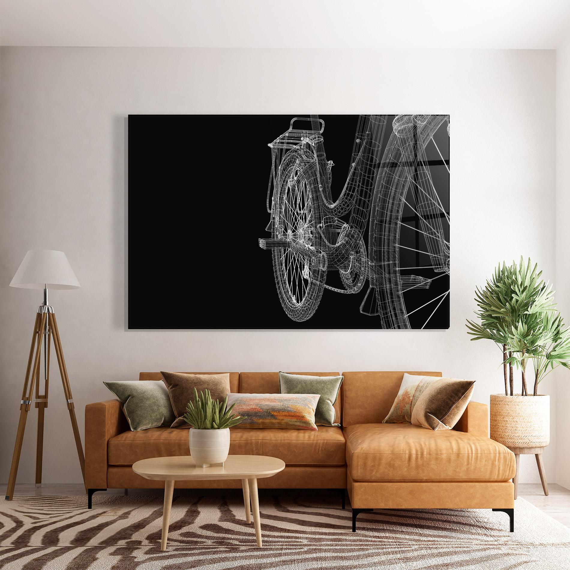 Glasbild Bike Wire Model 3d mockup 7