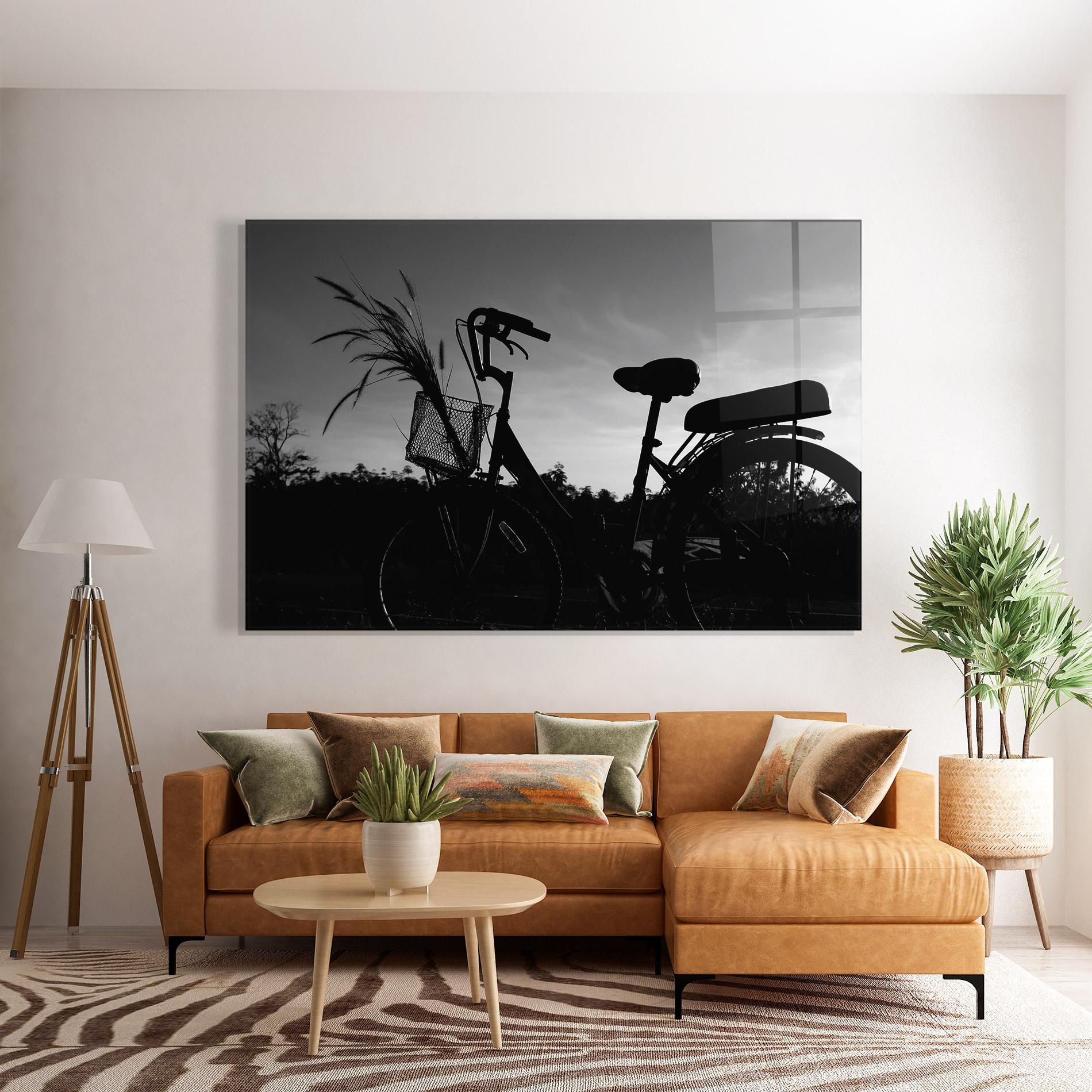 Glasbild Black Bike Shilouette mockup 7