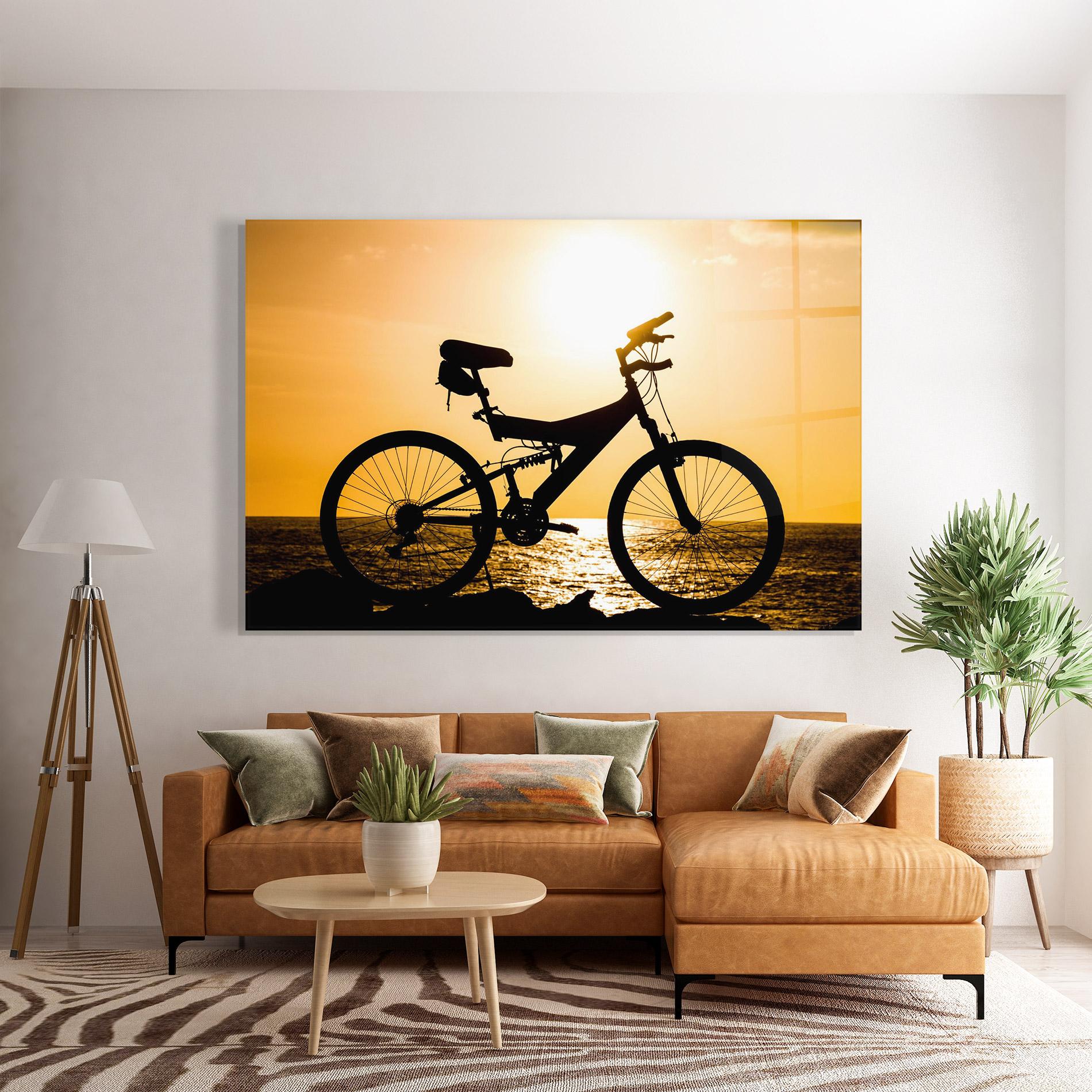 Glasbild Cream Sky Bike mockup 7