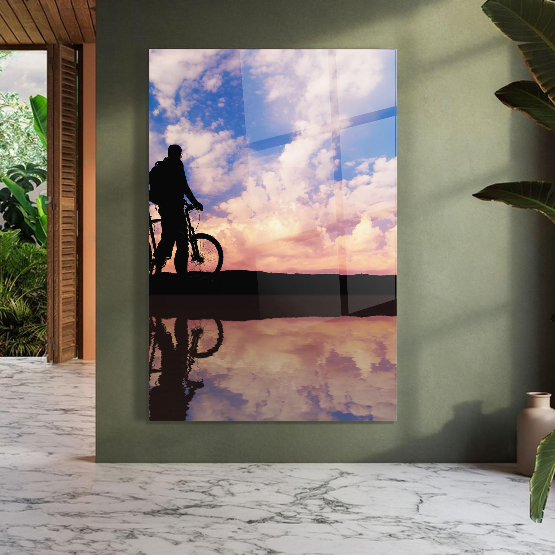 Glasbild Bike Sunset mockup 7