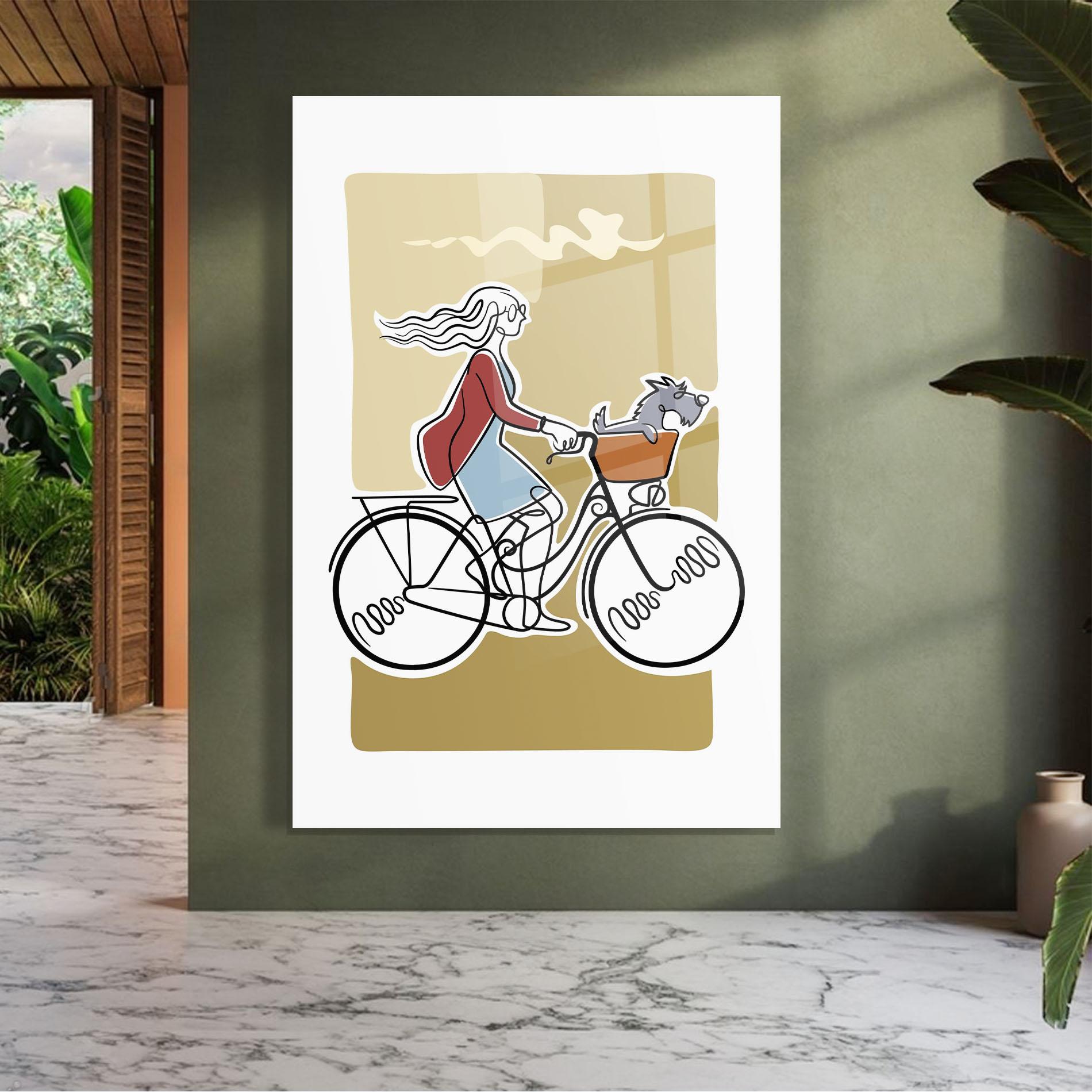 Glasbild Dog On Bike mockup 7