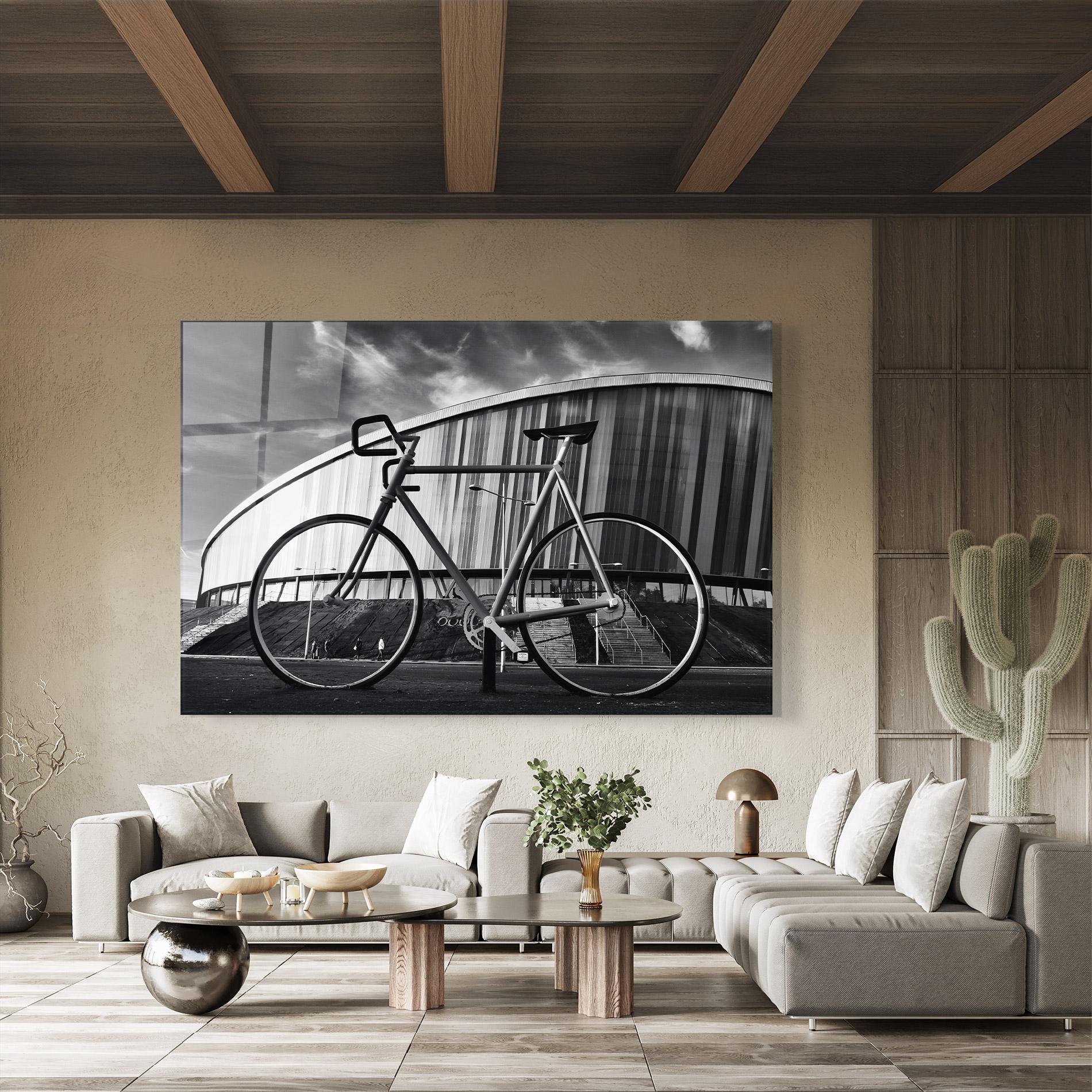 Glasbild Big Grey Bike mockup 8