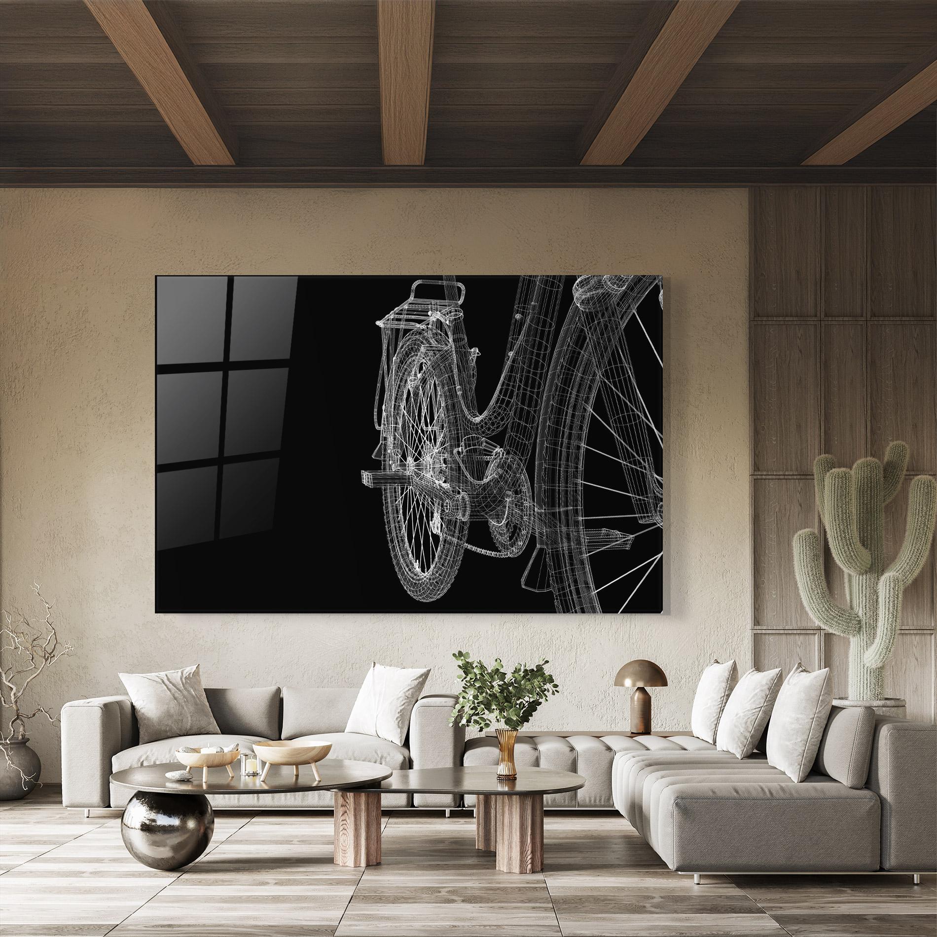 Glasbild Bike Wire Model 3d mockup 8