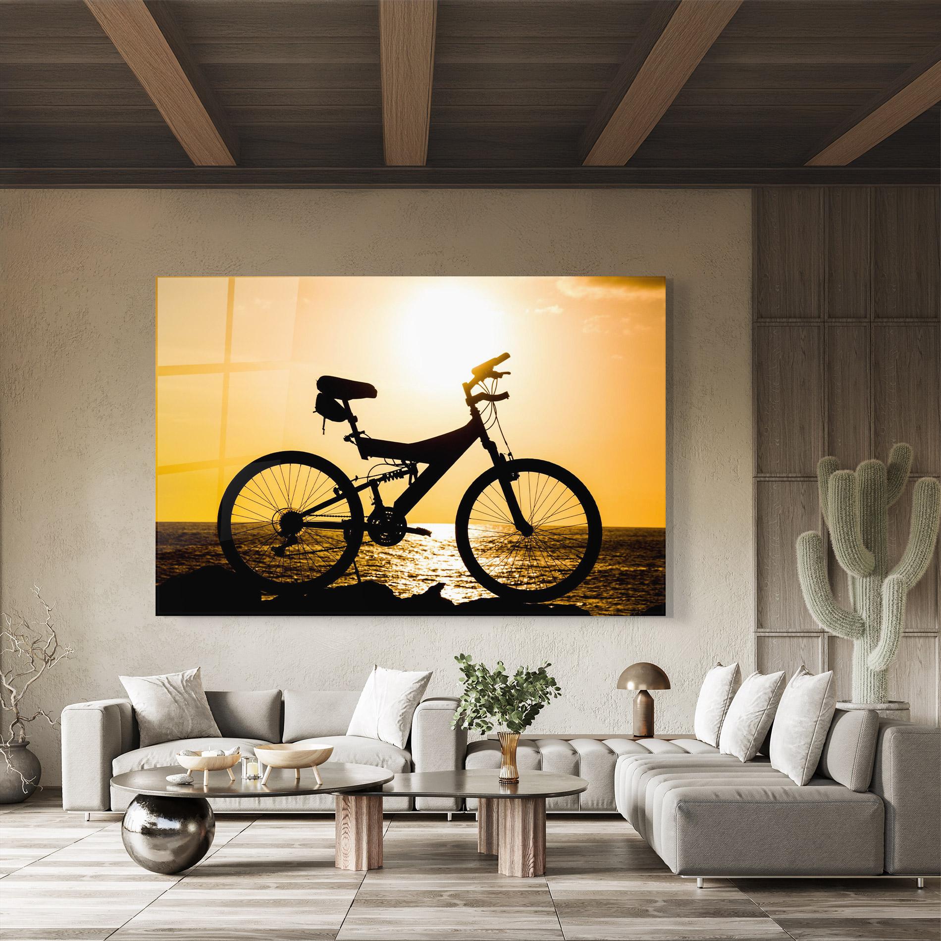 Glasbild Cream Sky Bike mockup 8