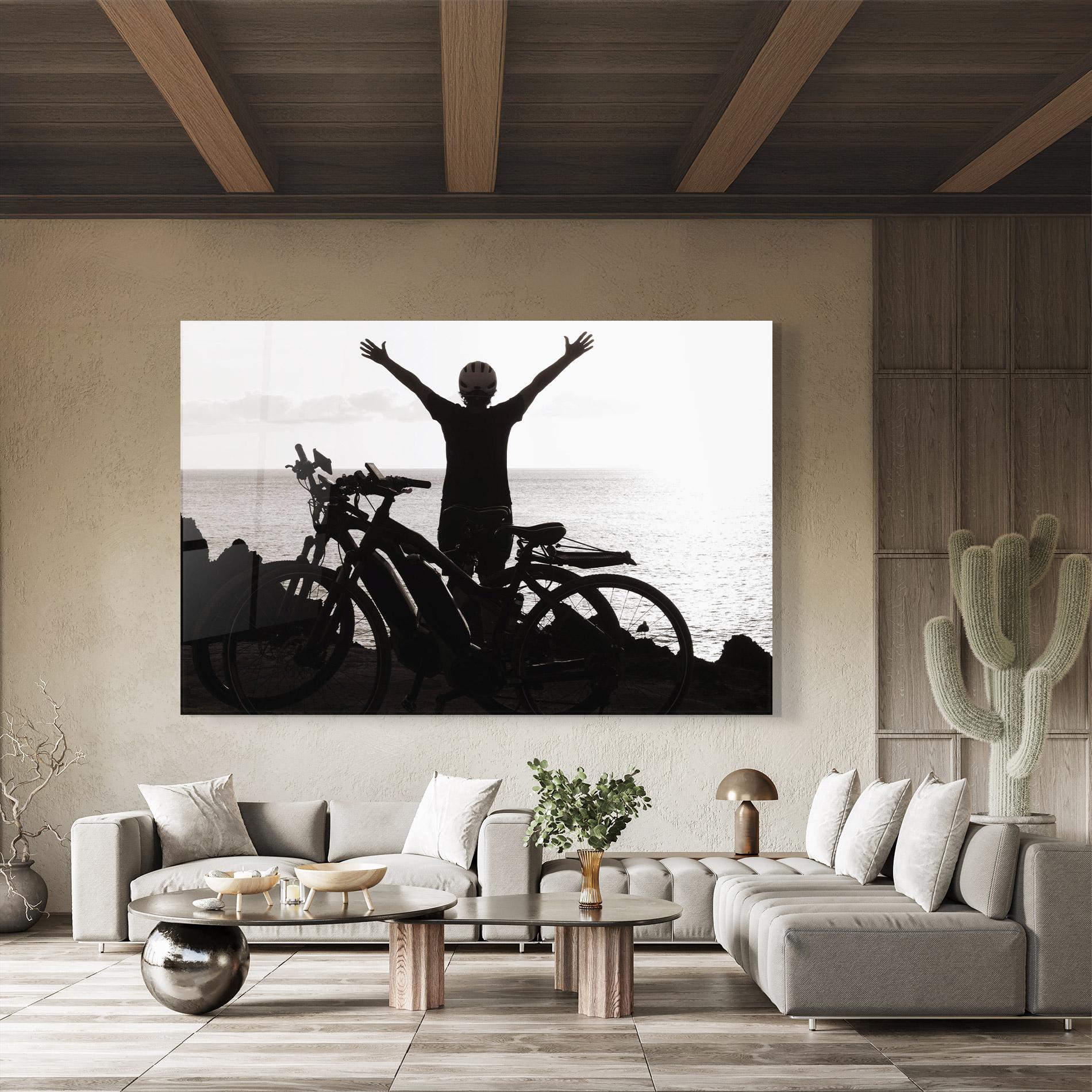 Glasbild Facing Sea Woman mockup 8