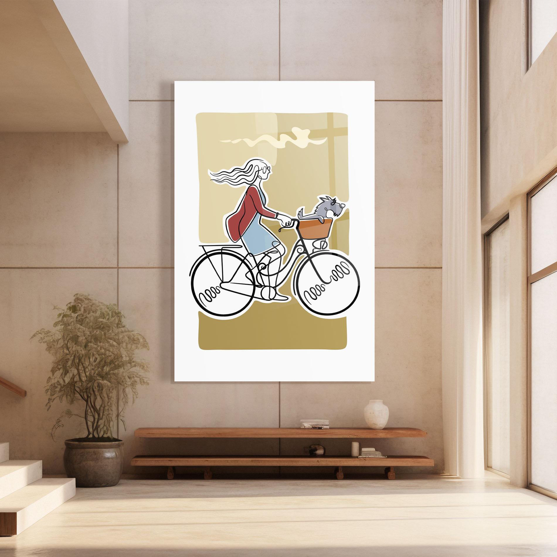 Glasbild Dog On Bike mockup 8