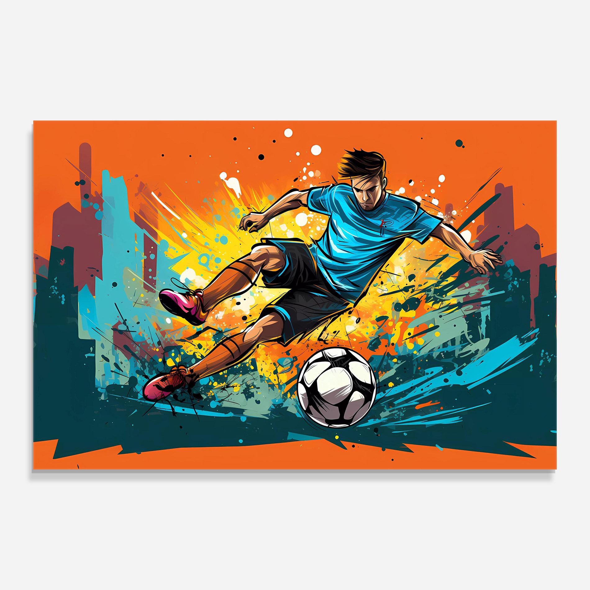 Glasbild Blue Tshirt Football mockup 0