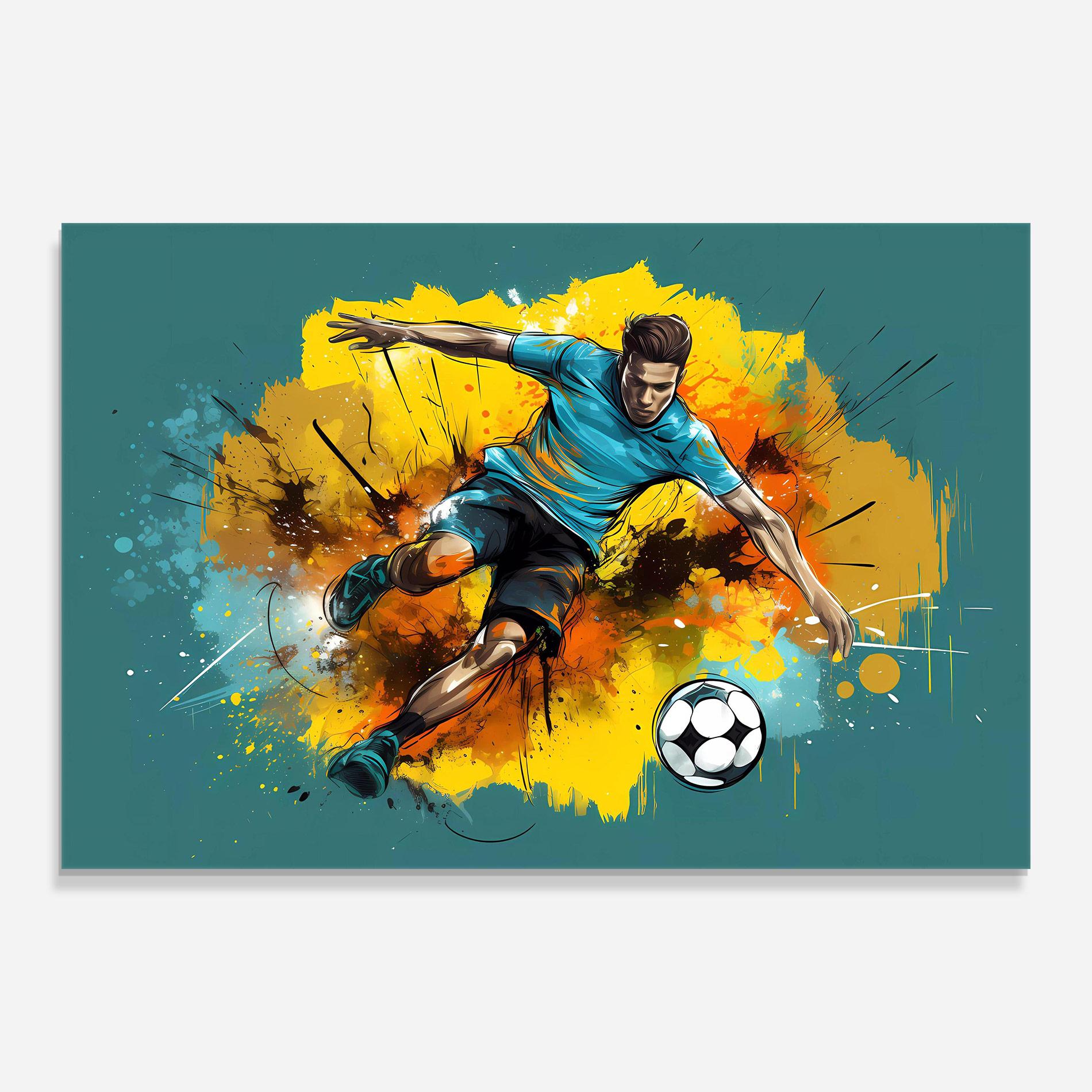 Glasbild Football Player Painting mockup 0