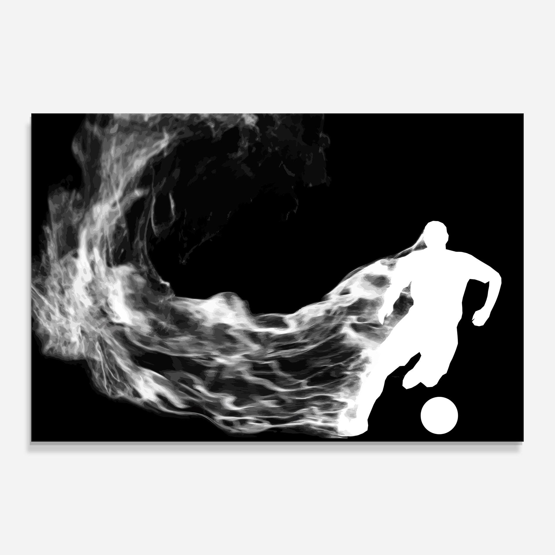 Glasbild Football White Smoke mockup 0