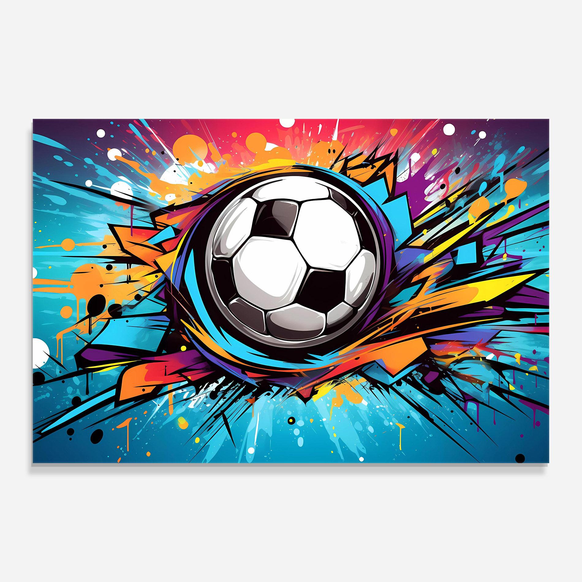 Glasbild Graffiti Football Flight mockup 0
