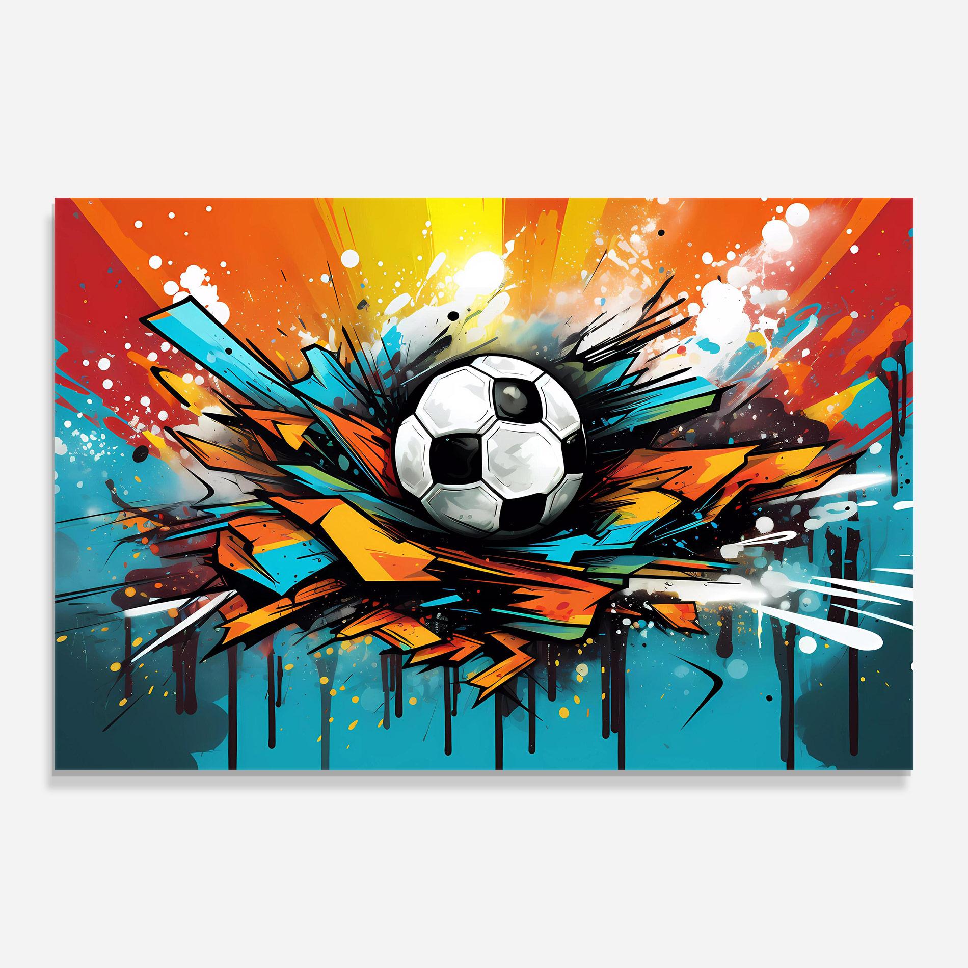 Glasbild Graffiti Style Football mockup 0