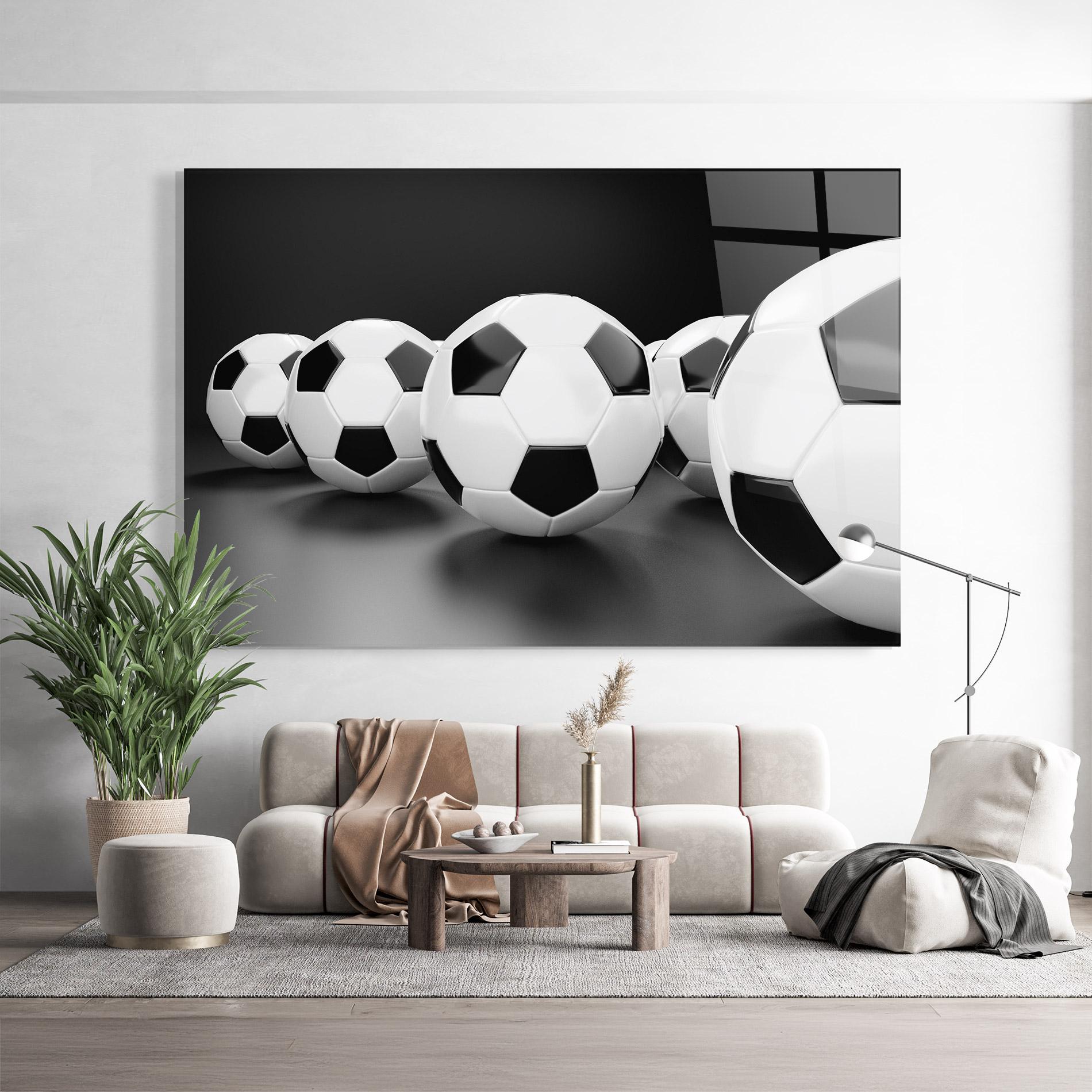Glasbild Black White Football mockup 9